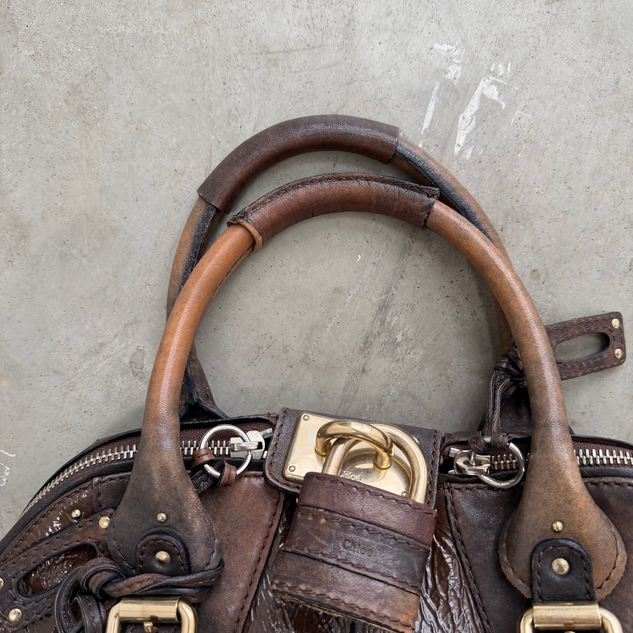 Chloe Ardoise Patent Leather Large Dome Paddington Bag
