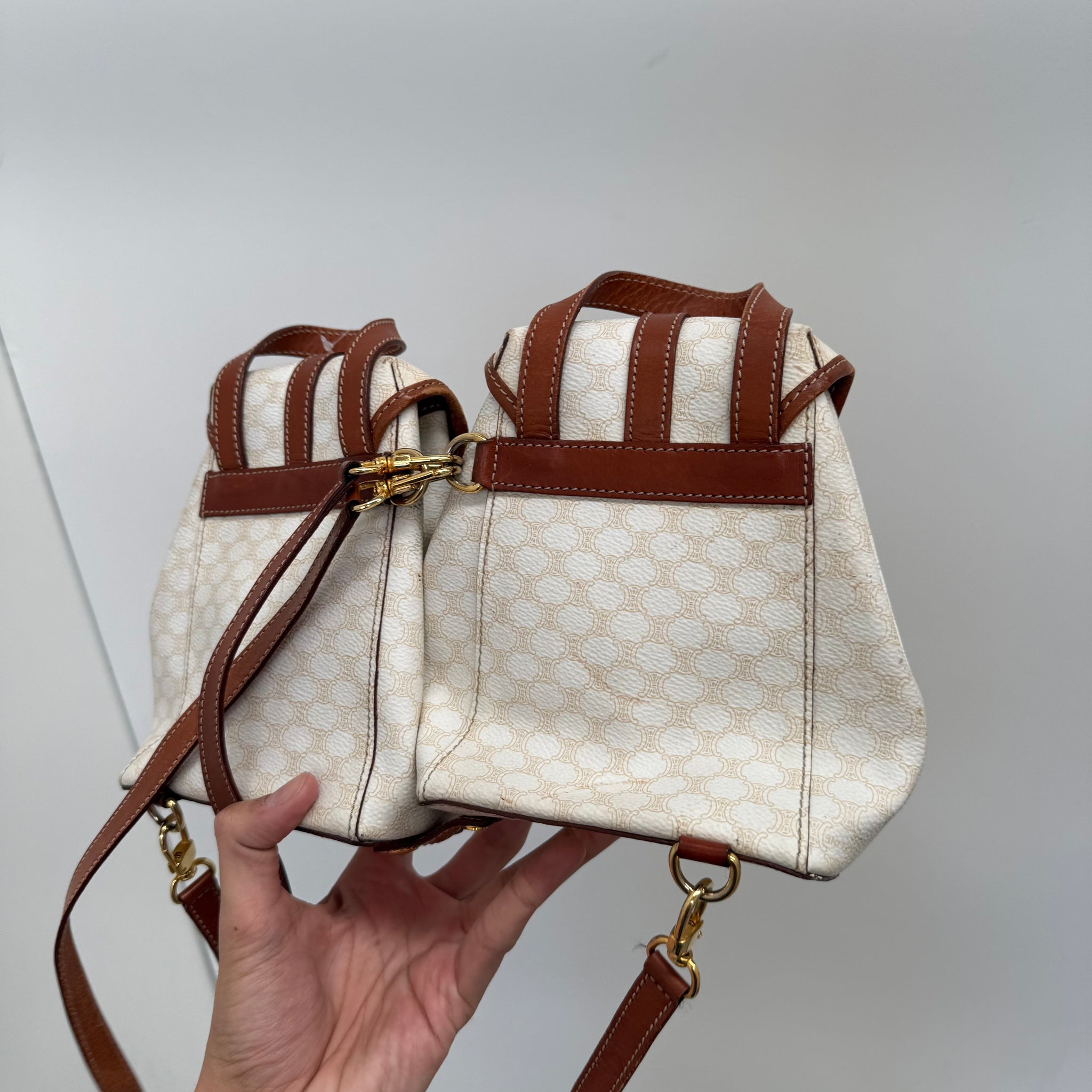 Celine Macadam White Double Mini Backpack