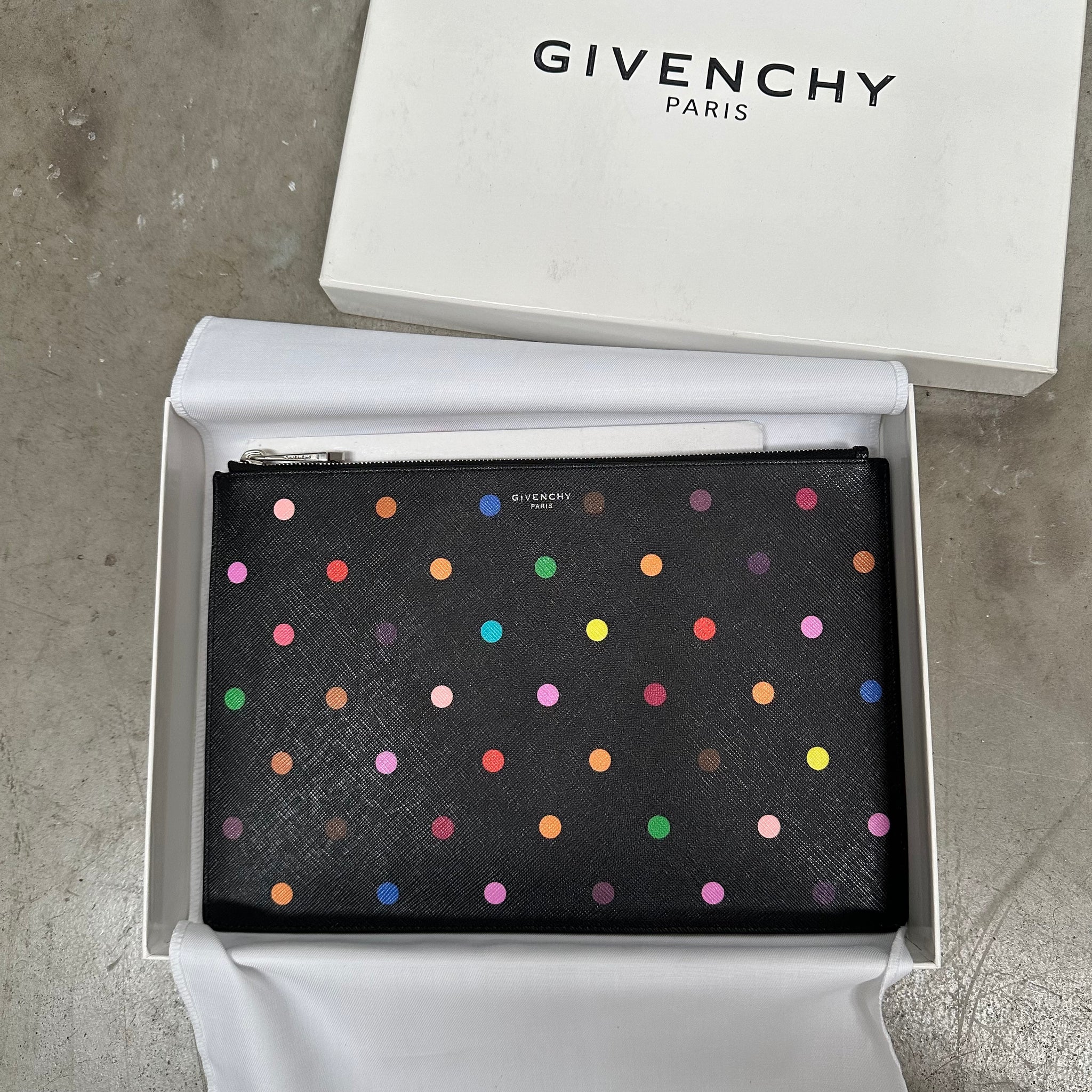 Givenchy Black Polka Dot Printed Pouch