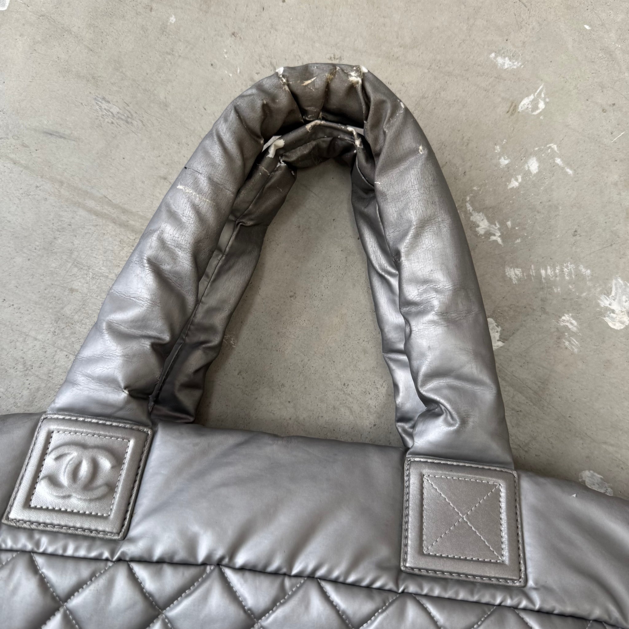 Chanel Silver Patent Leather Cocoon Hand Bag