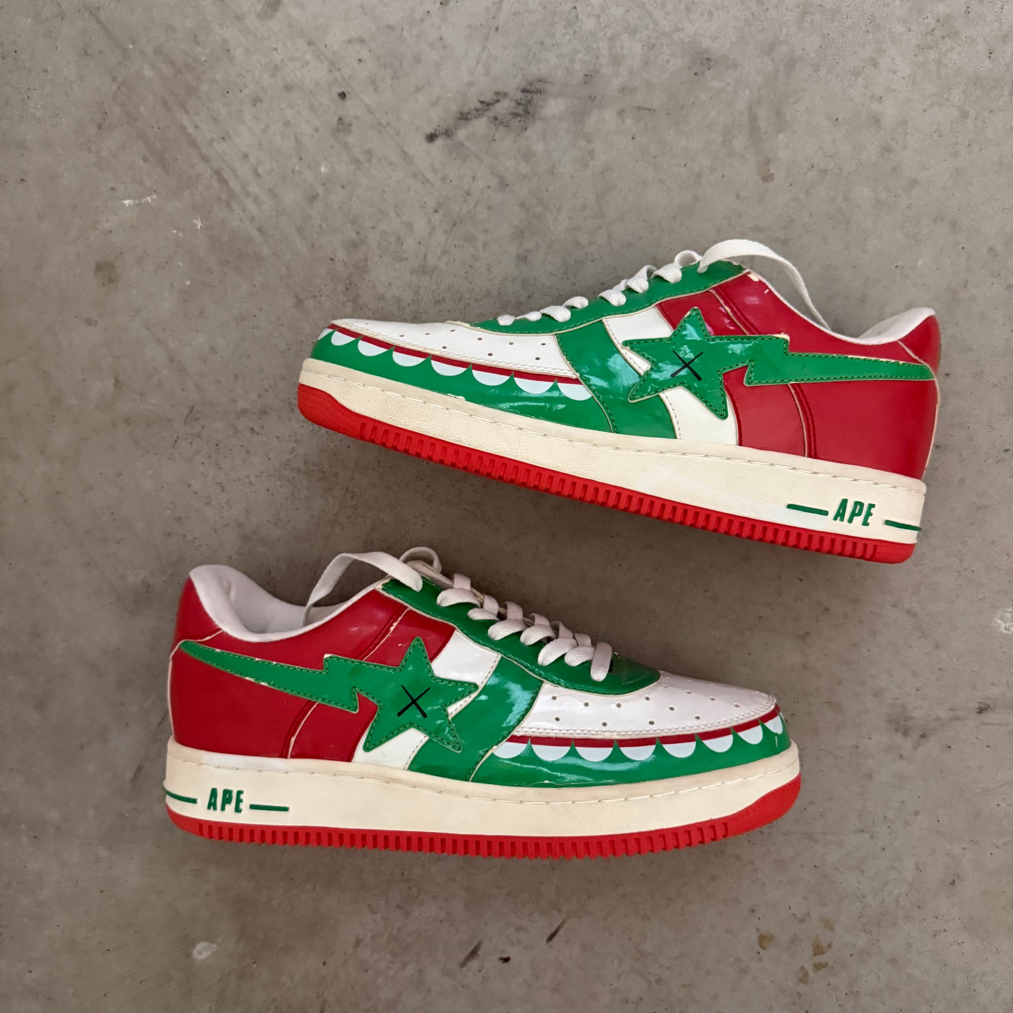 A Bathing Ape Bape Sta Low Kaws Chompers Red Green (US10)