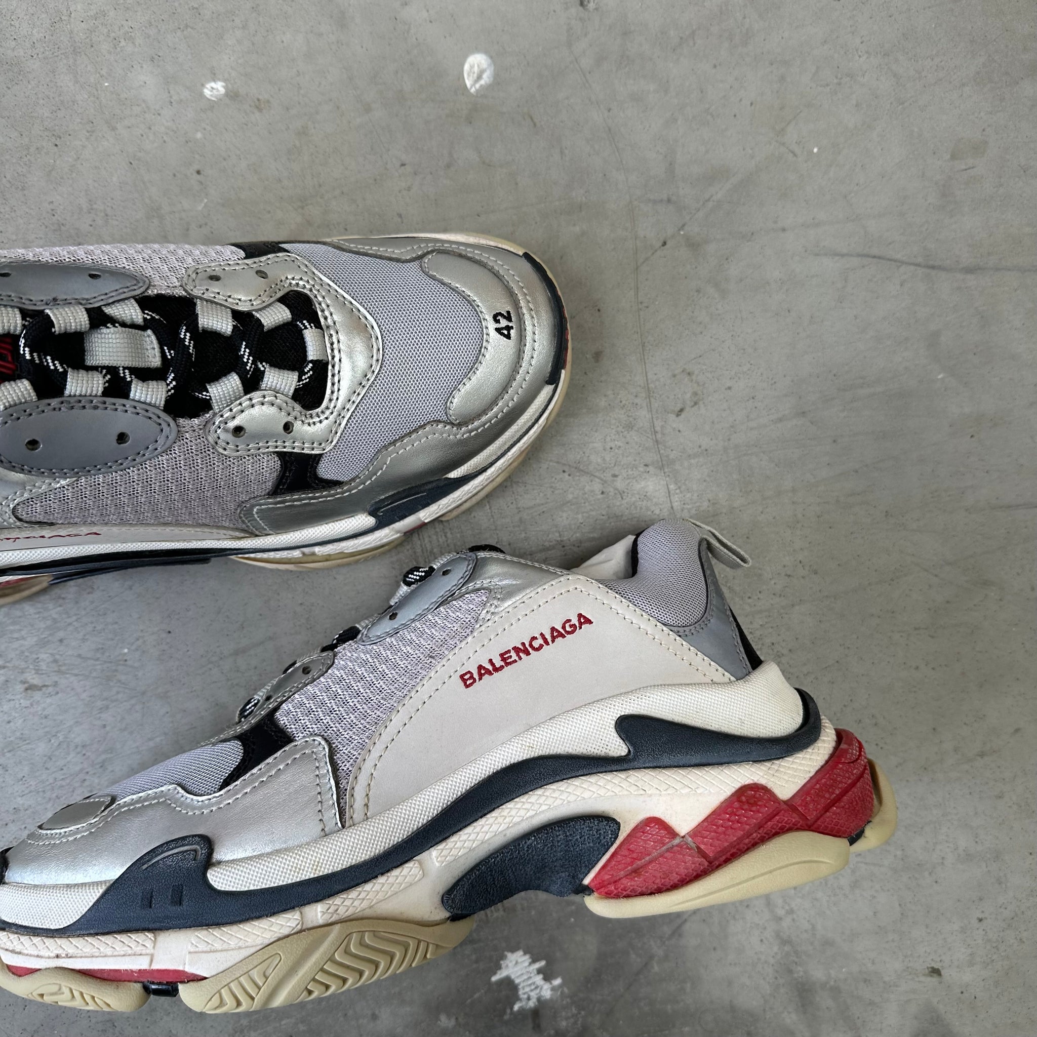Balenciaga Triple S Silver Red 2018 (EU42/US9)