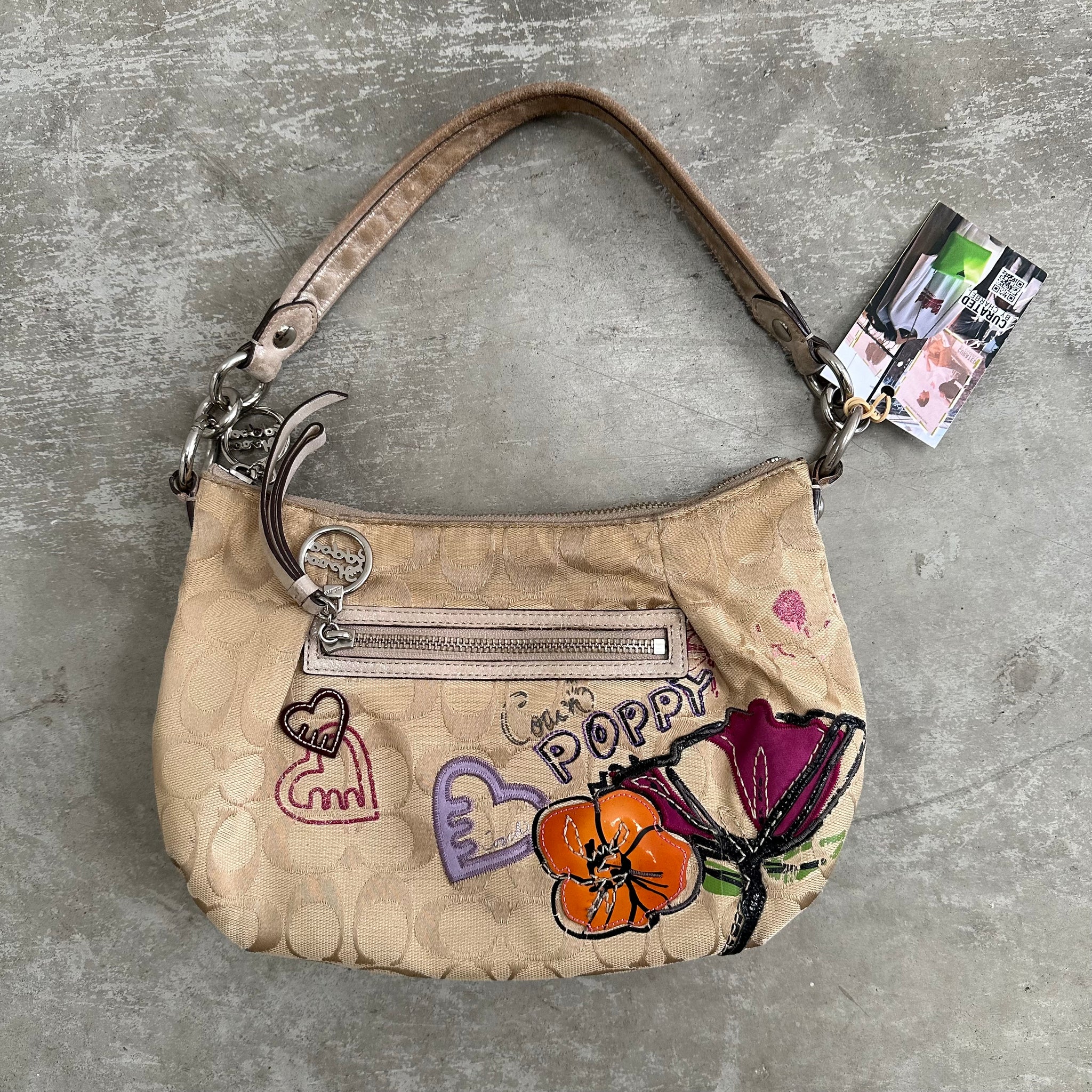 Coach Signature Jazzy Poppy Multi Canvas Shoulder Bag
