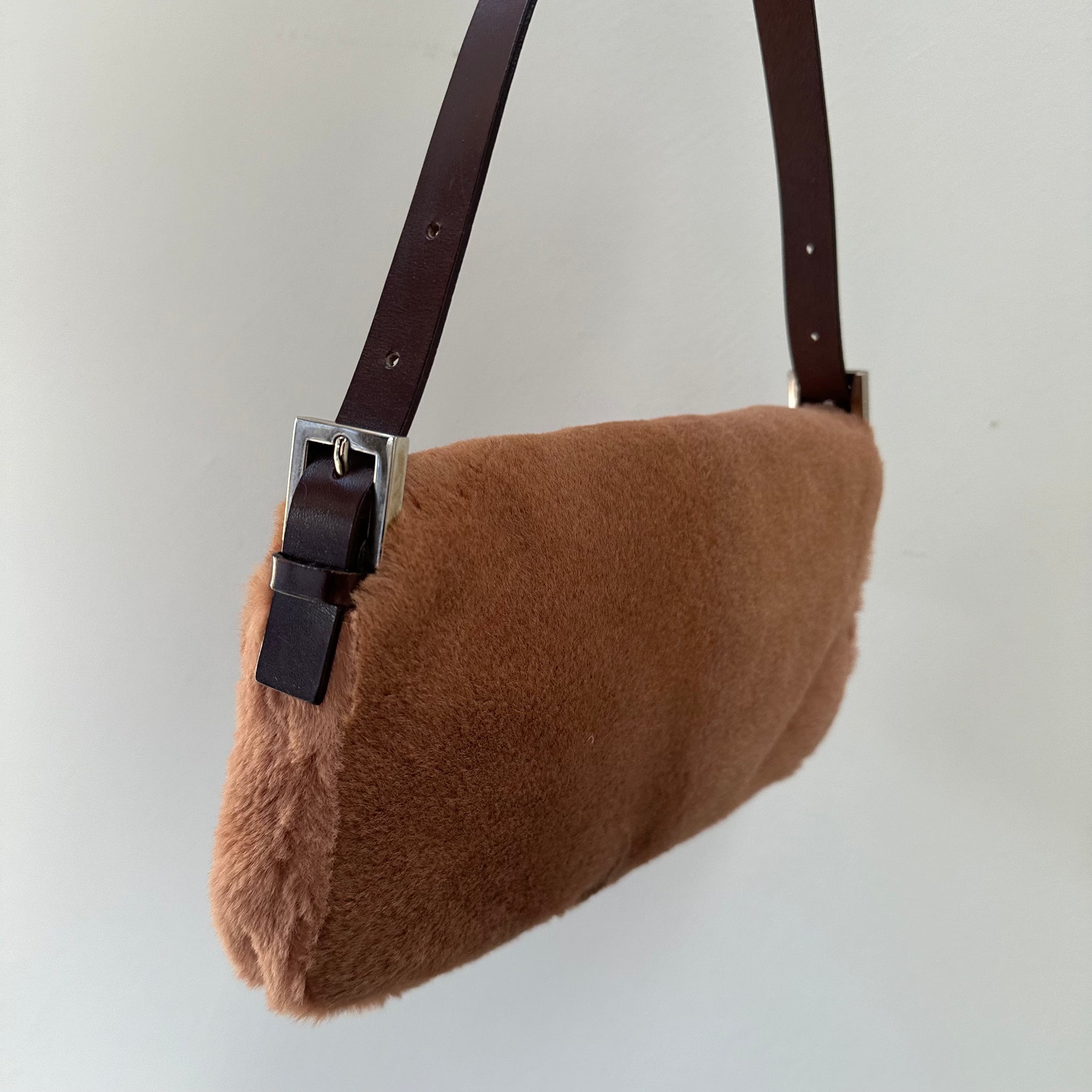 Fendi Brown Fur Baguette Bag