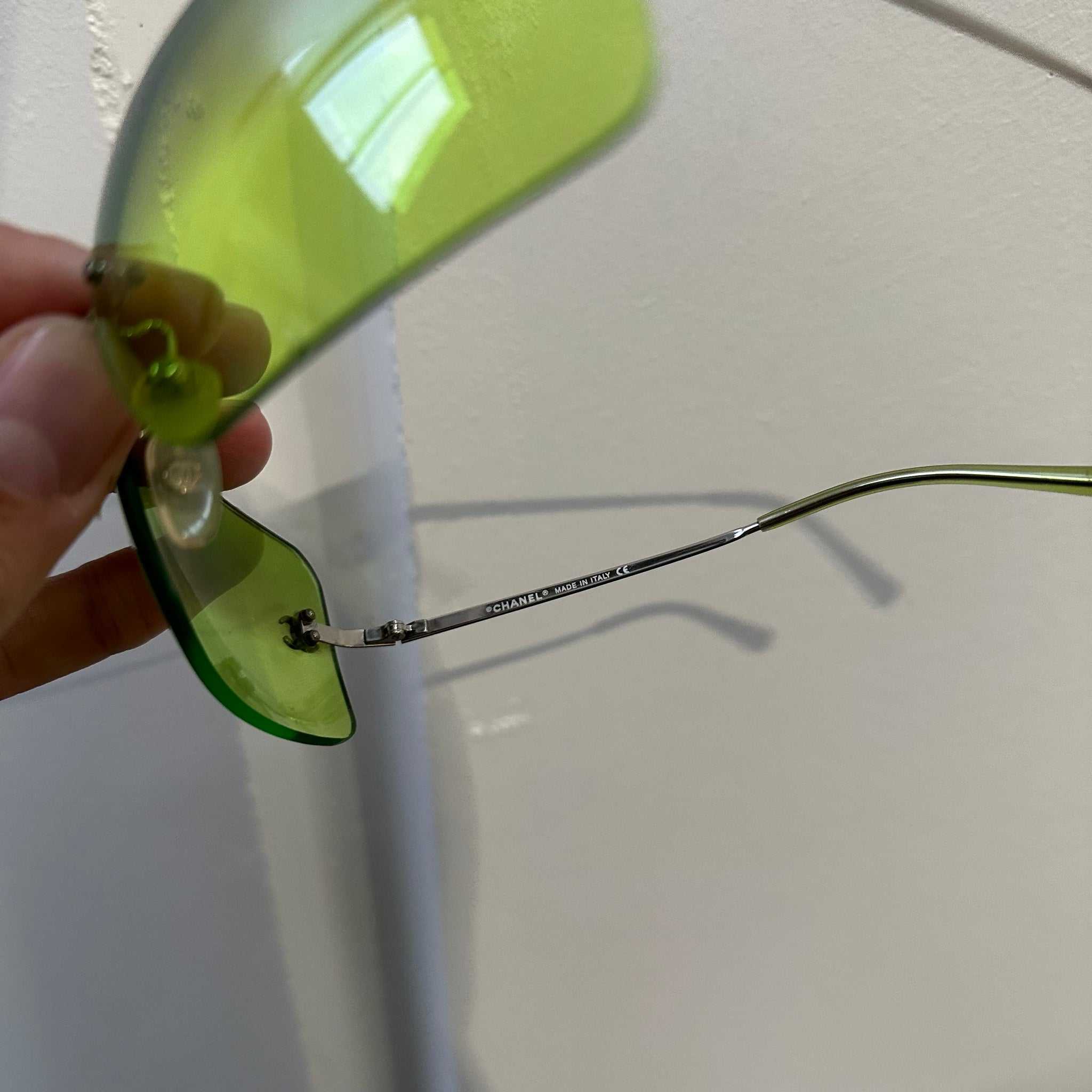 Chanel Lime Green Rimless Vintage Sunglasses