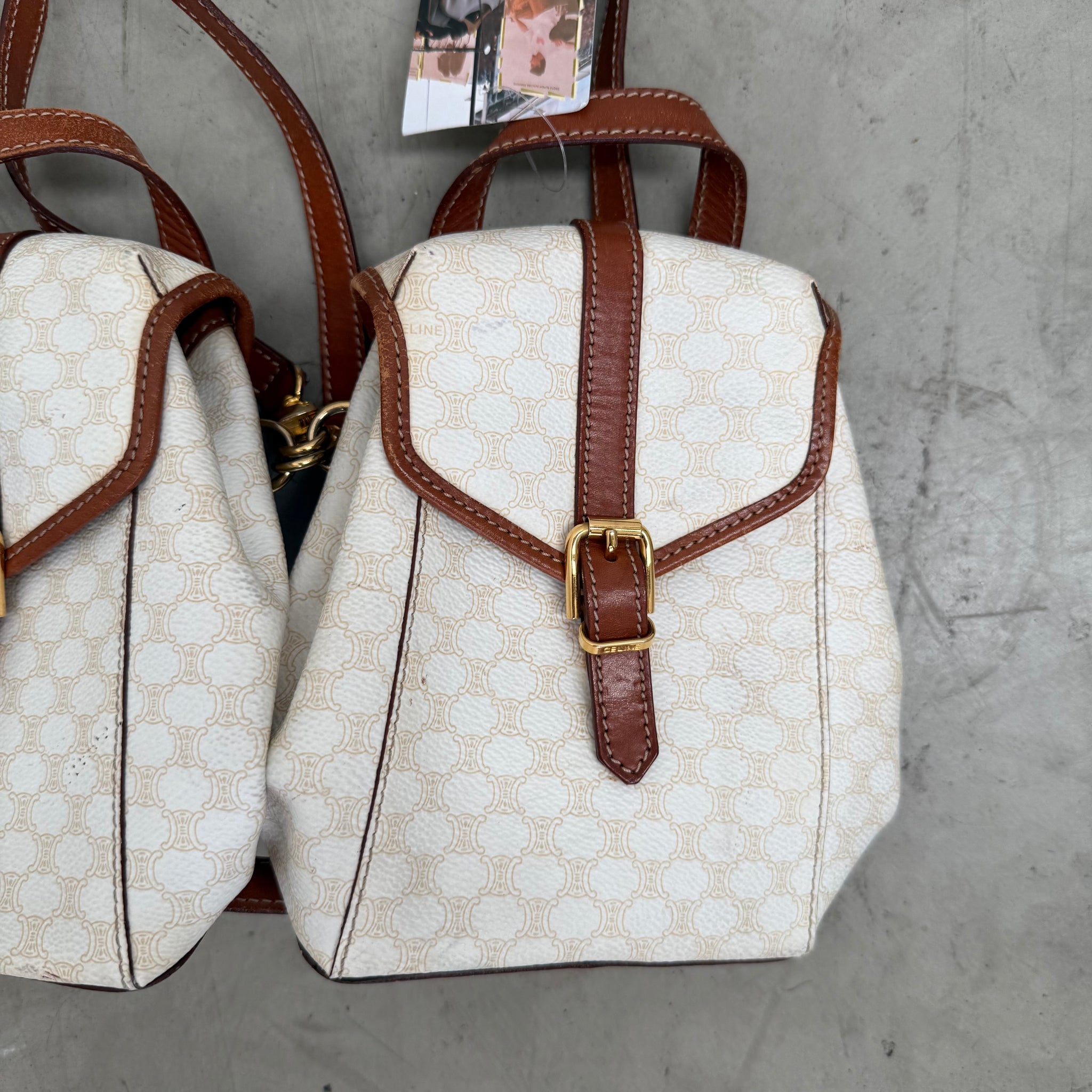 Celine Macadam White Double Mini Backpack