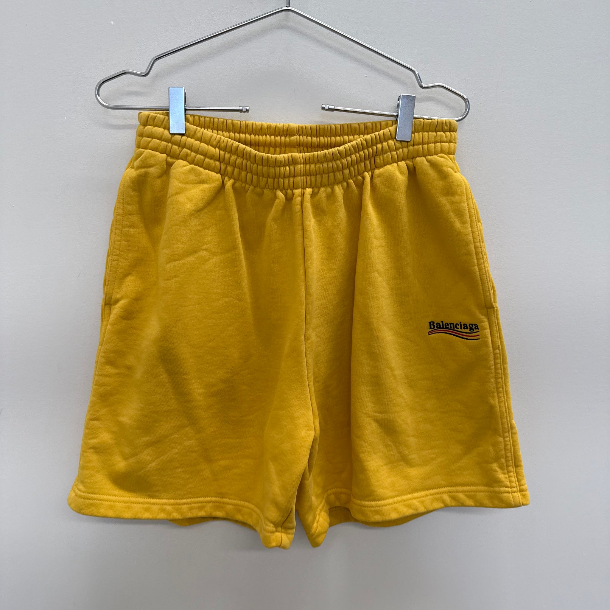 Balenciaga Embroided Campaign Yellow Logo Shorts (Size S)