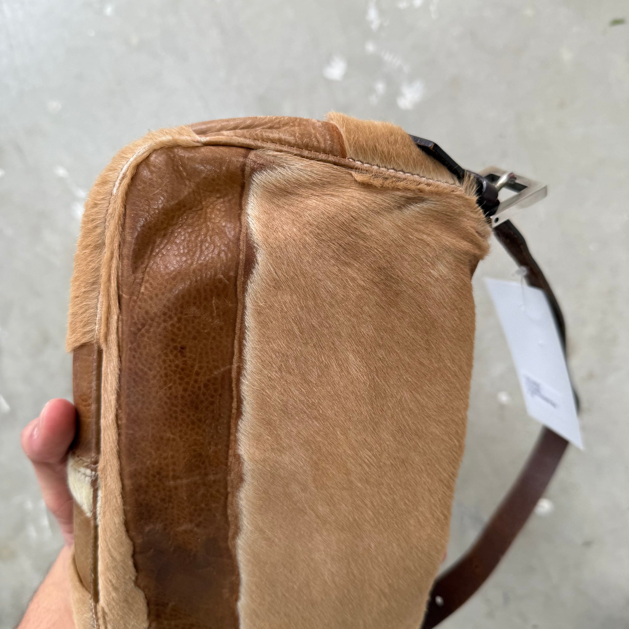 Fendi Leather and Ponyskin Patchwork Baguette Shoulder Bag