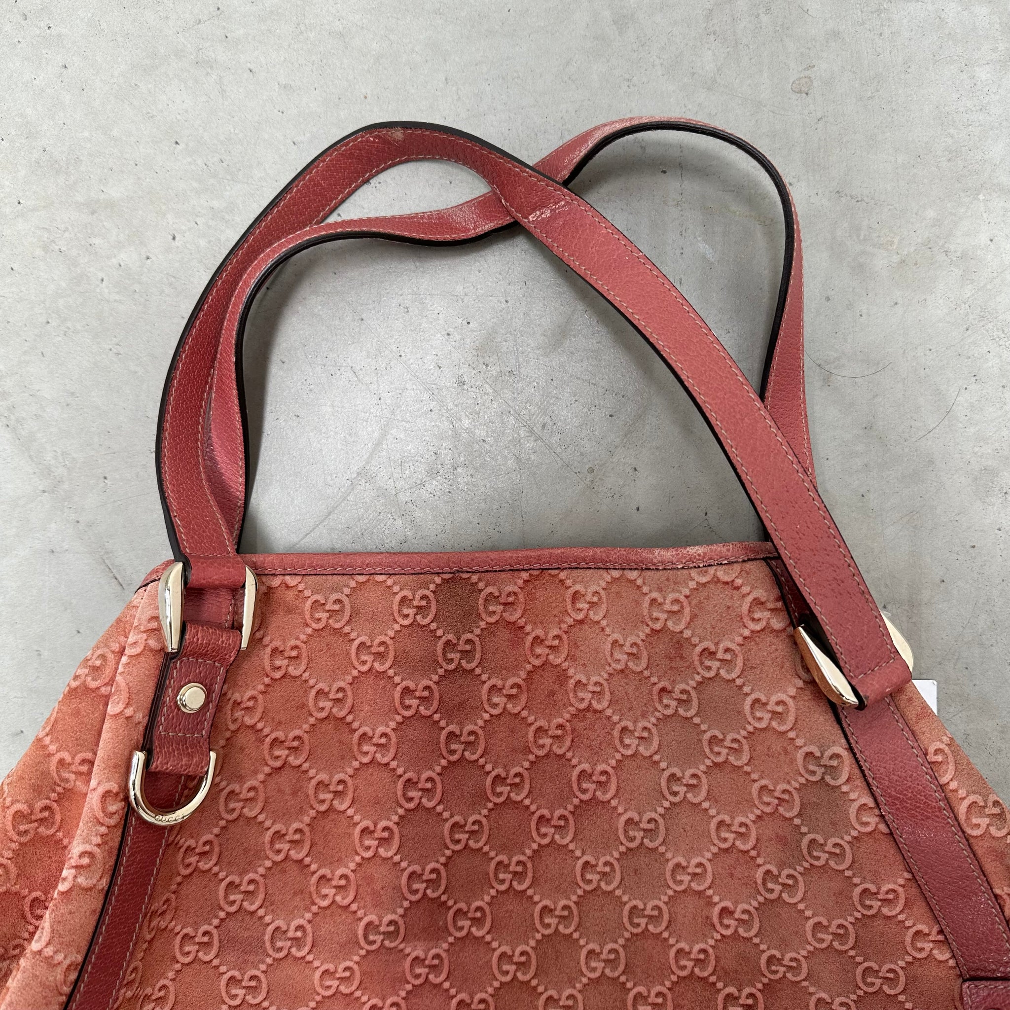 Gucci Pink Guccissima Nubuck and Leather Abbey Hobo Tote Bag