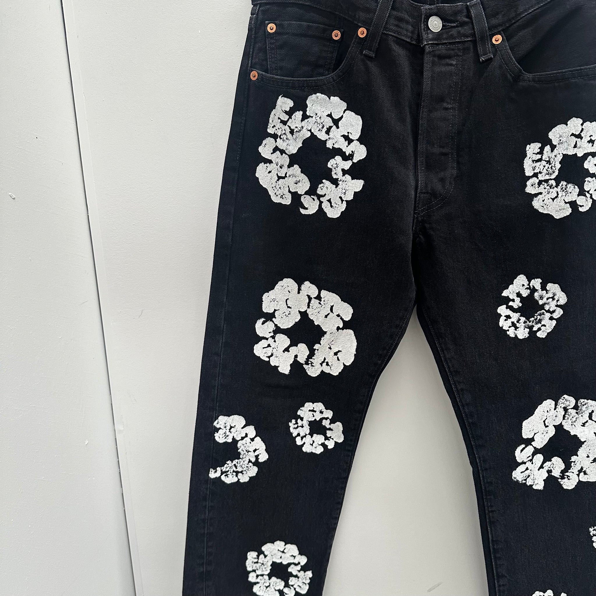 Denim Tears Levi's Cotton Wreath Black Jeans 30 X 32