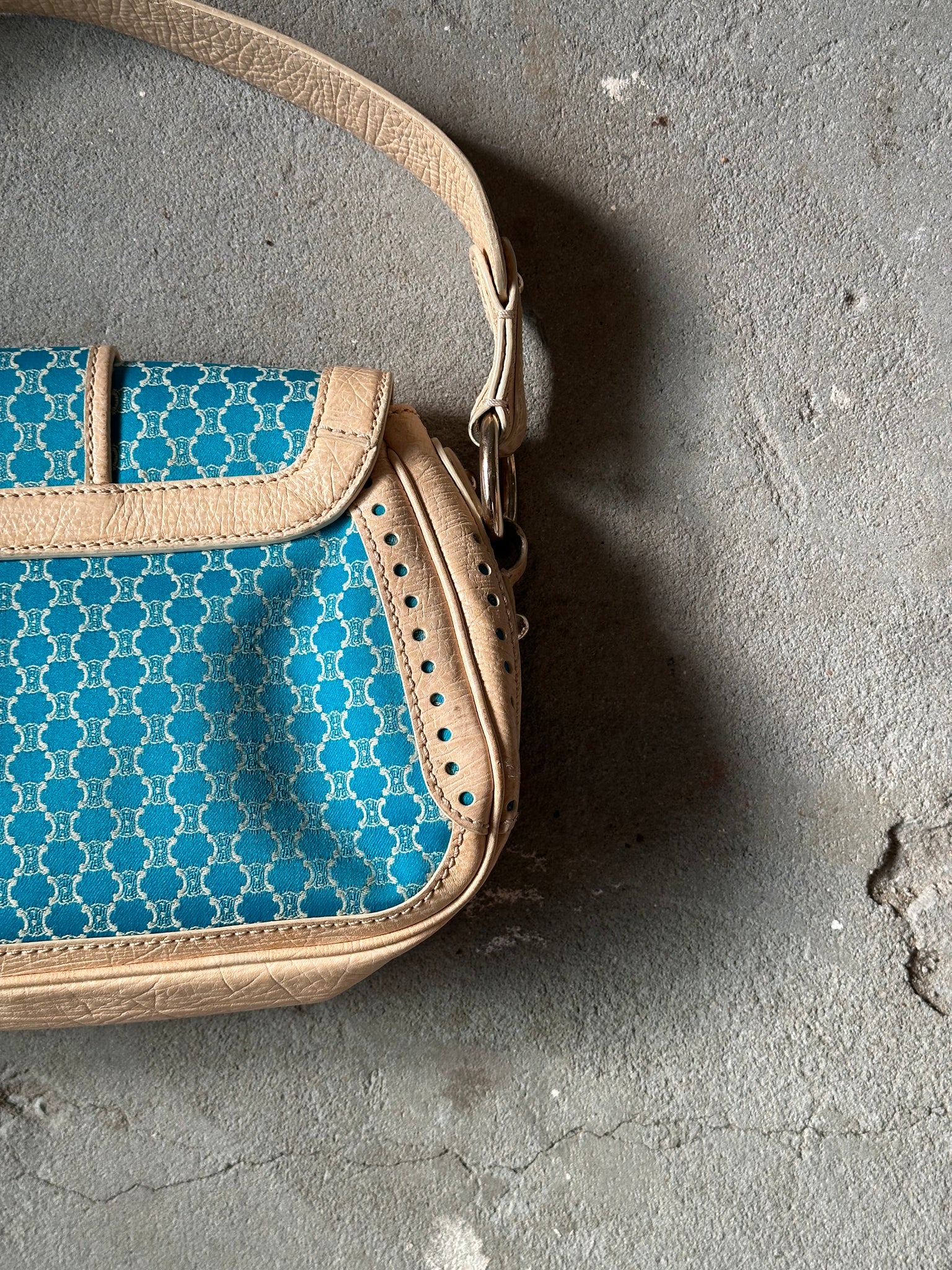 Celine Macadam Triomphe Shoulder Bag Blue/Beige