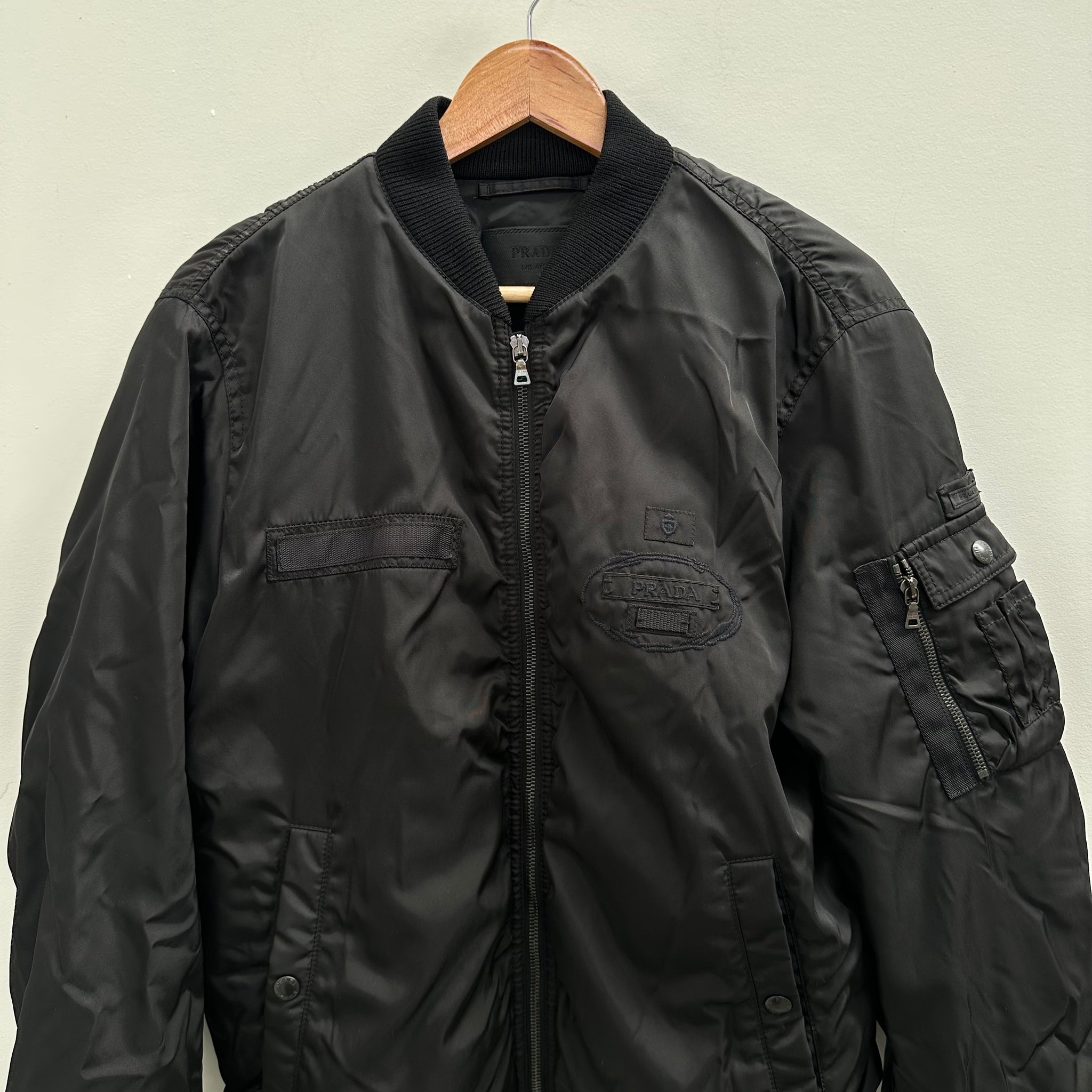 Prada Black Nylon Bomber Jacket (Size M)