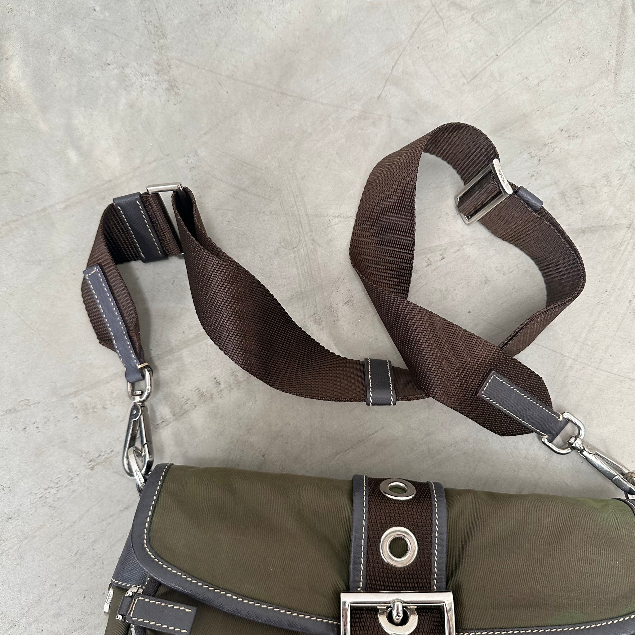 Prada Green Front Buckle Messenger / Crossbody Bag