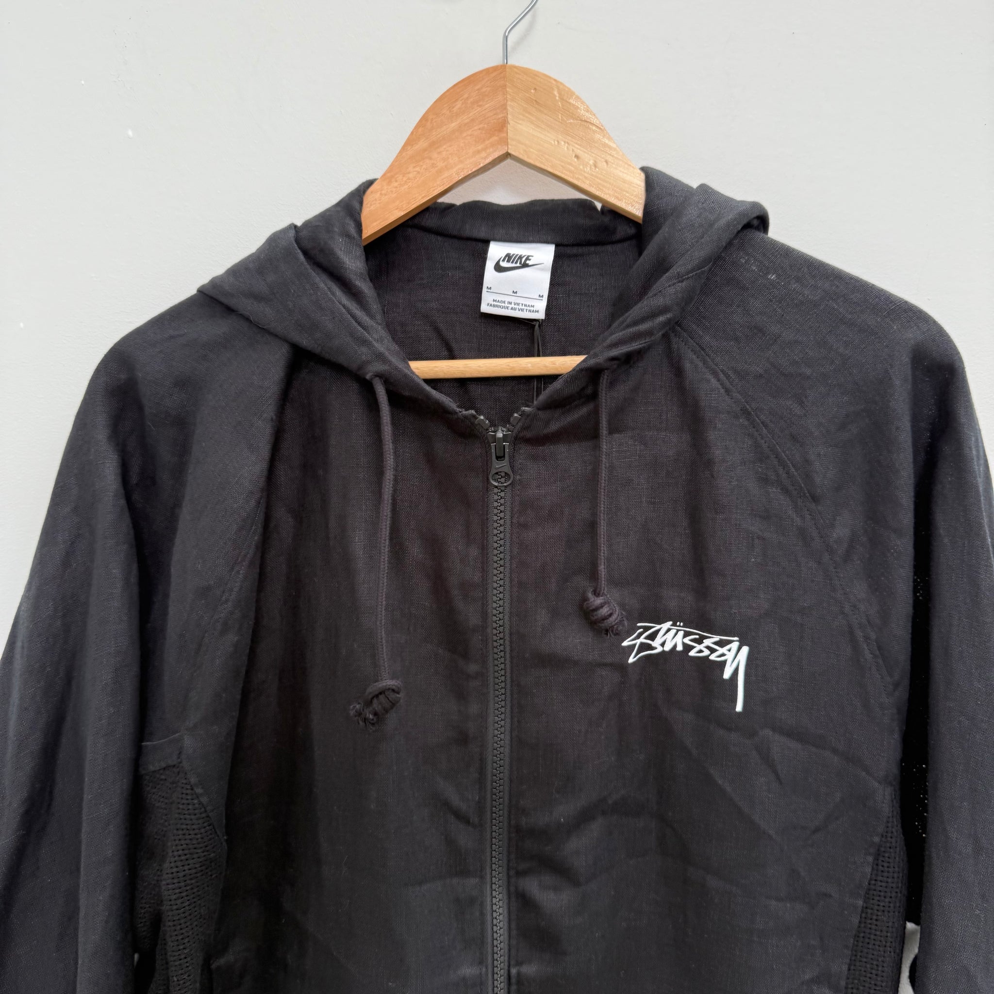Nike Stussy Nylon Linen Shell Jacket Black (Size M)