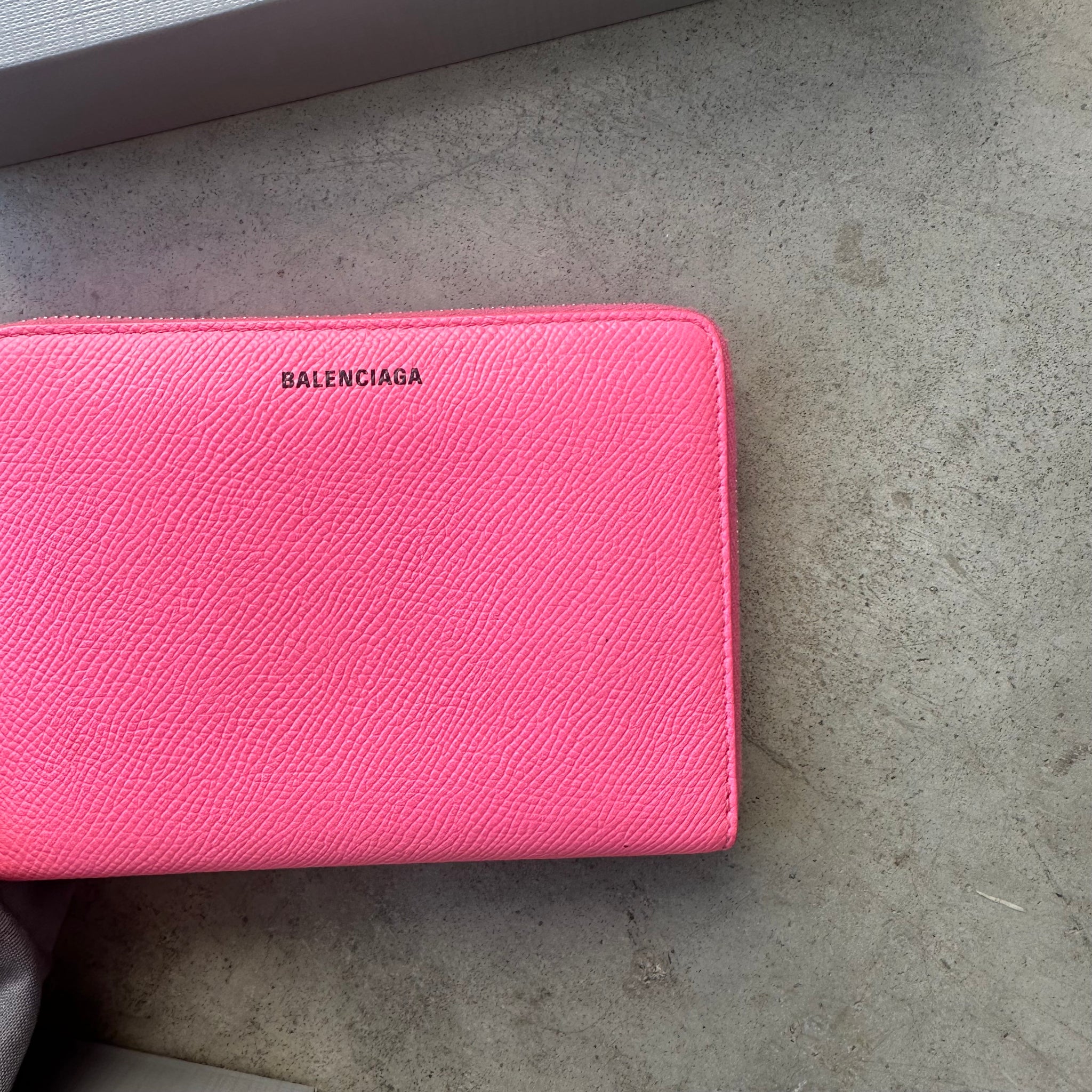 Balenciaga Pink Plain Leather Long Wallet