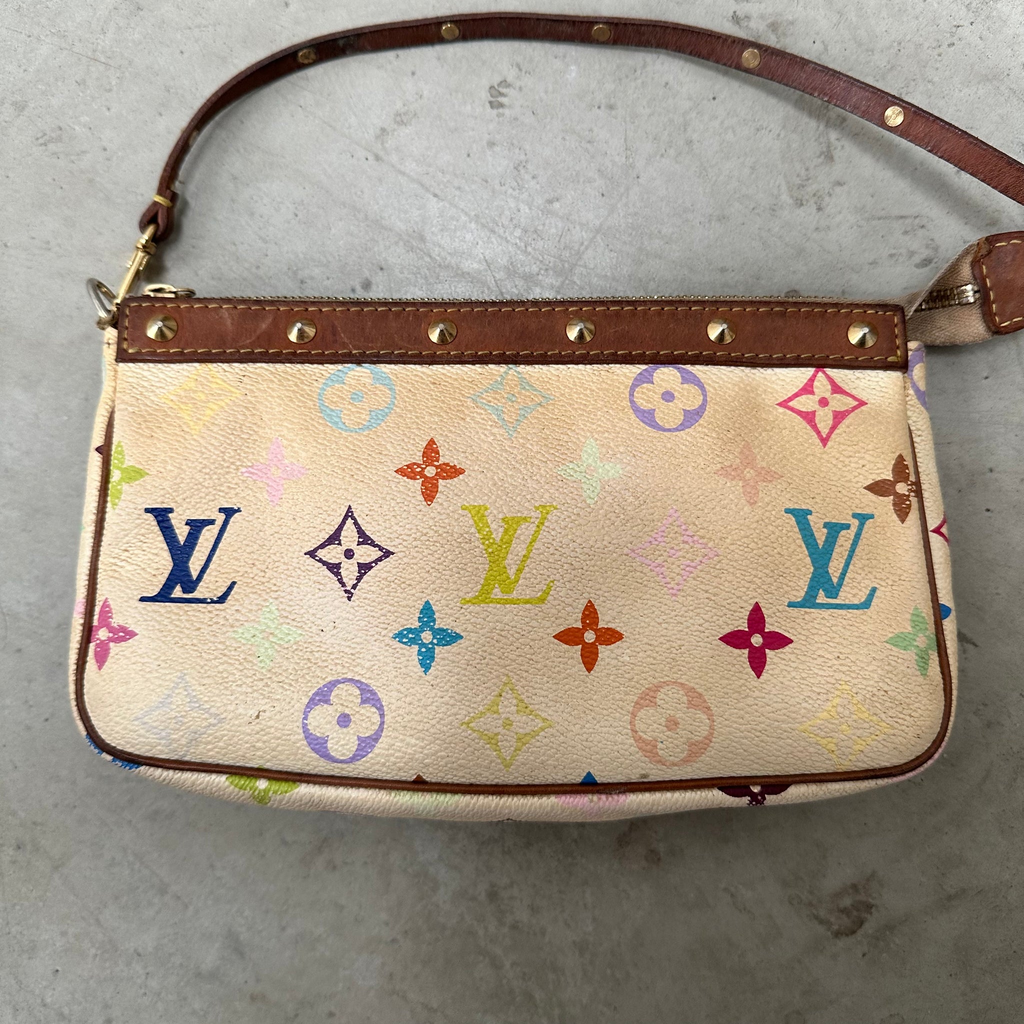Louis Vuitton Murakami Multicolor Pochette Bag White