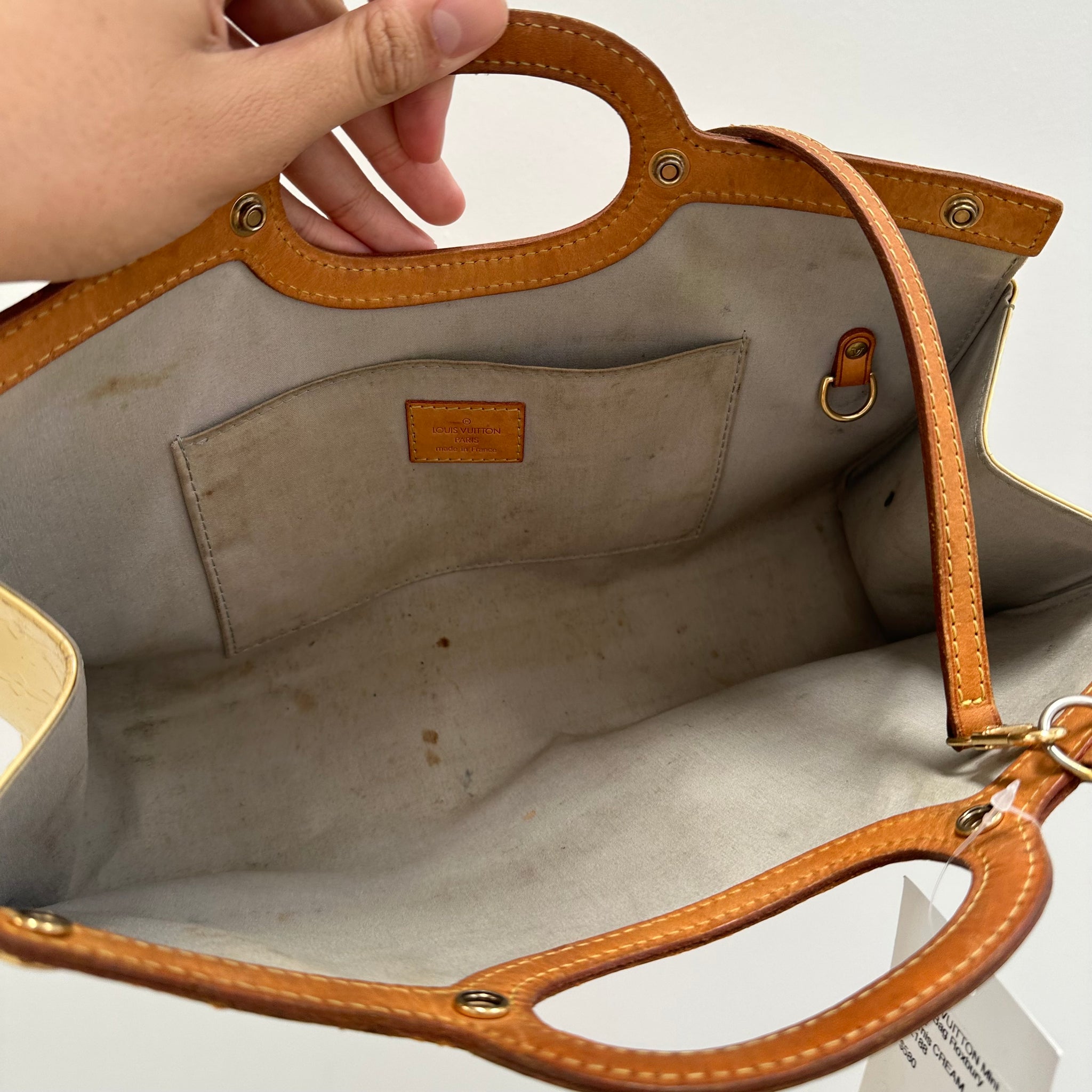 Louis Vuitton Cream Monogram Vernis Roxbury Drive Bag with Strap