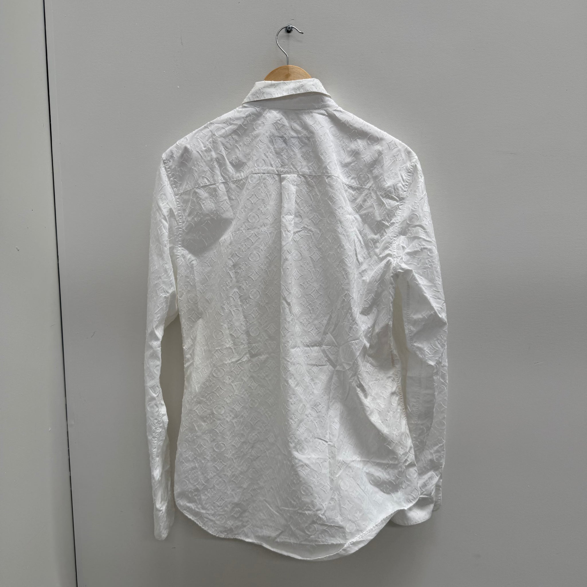 Louis Vuitton Monogram White Button Up Shirt (Size L)