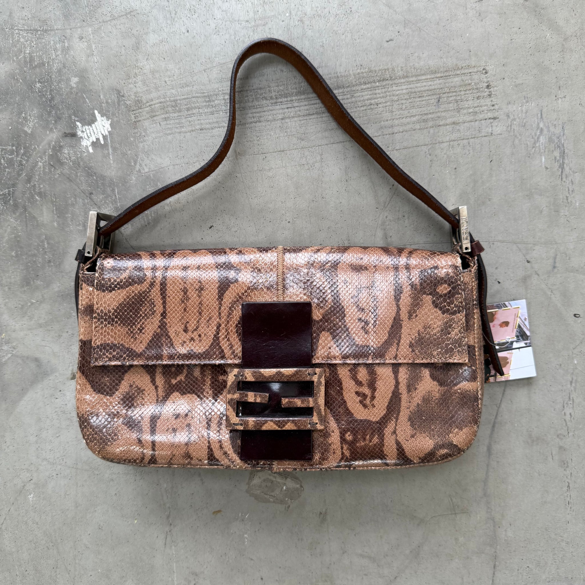 Fendi Python Brown Baguette Bag