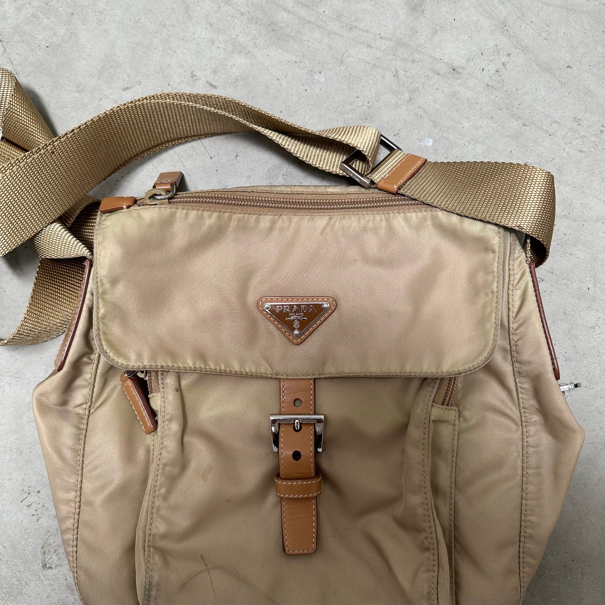 Prada Crossbody Bag Nylon and Leather Beige