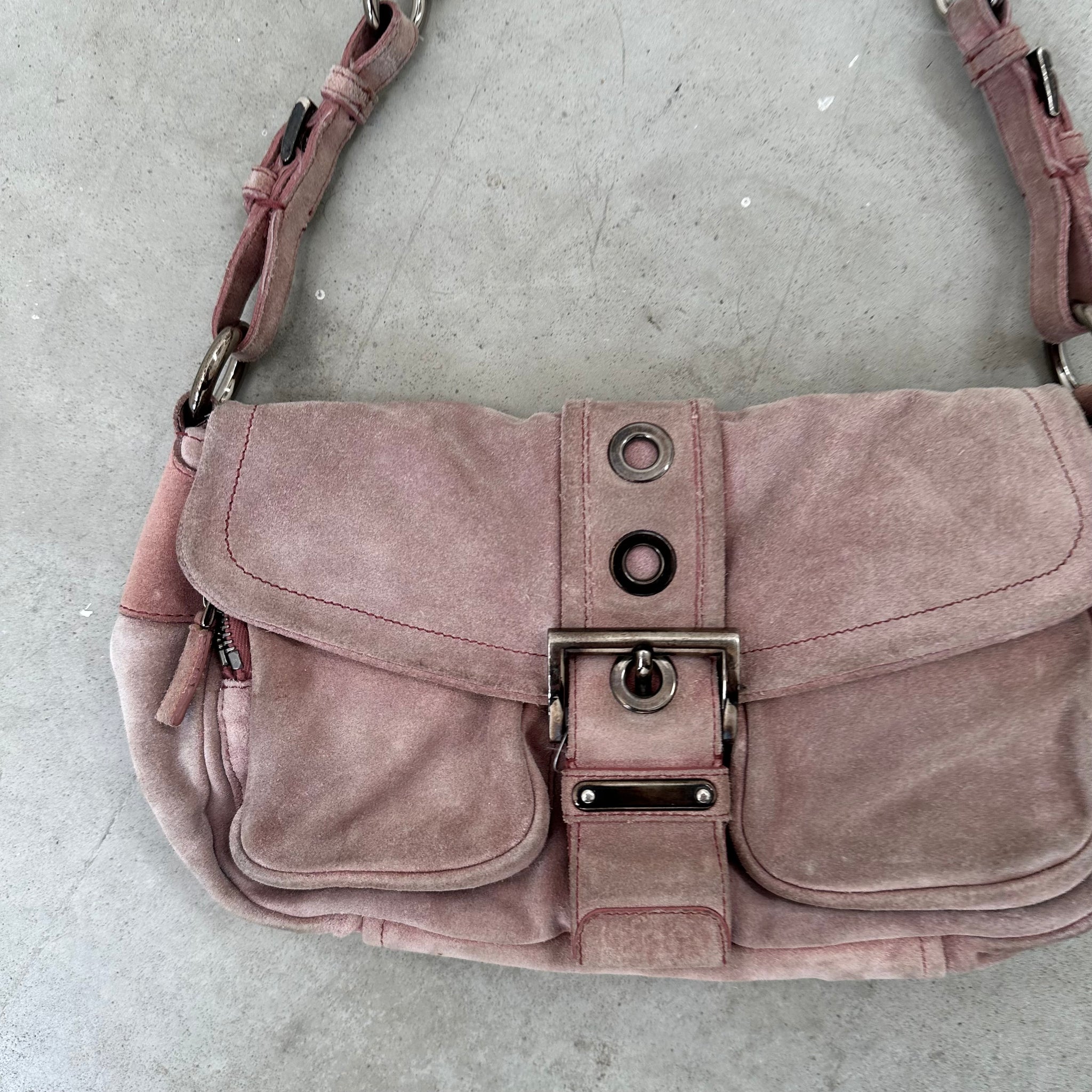 Prada Pink Suede Leather Shoulder Bag