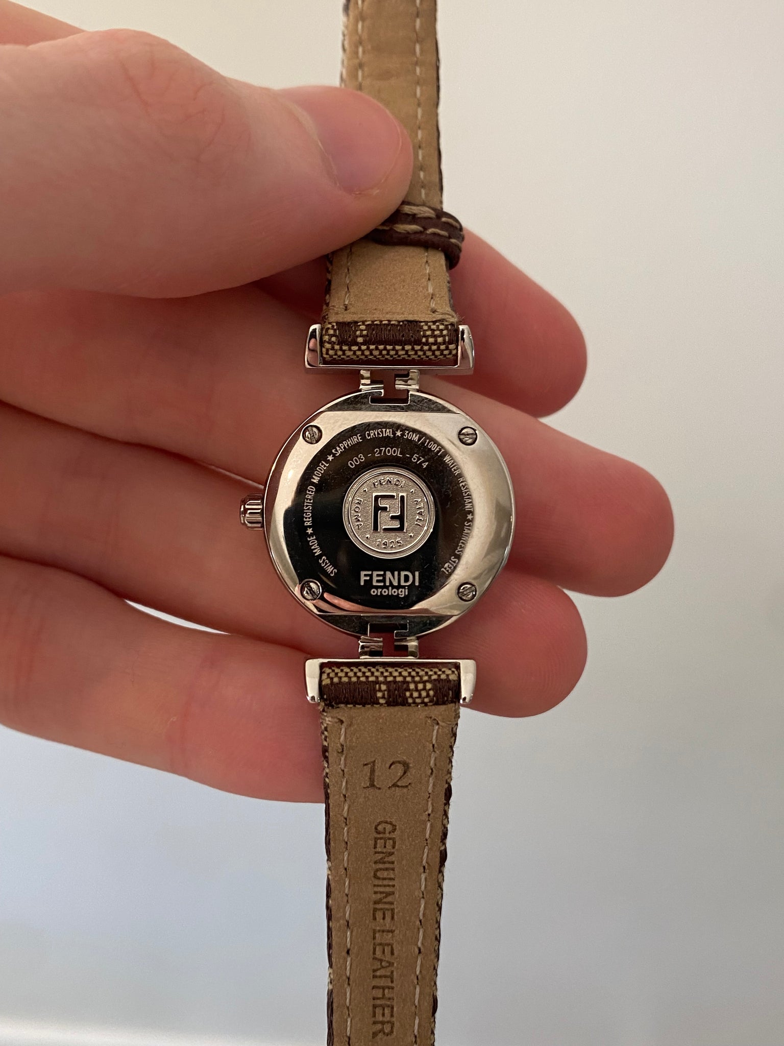Fendi 90s Vintage Circle Mother of Pearl Dial Watch