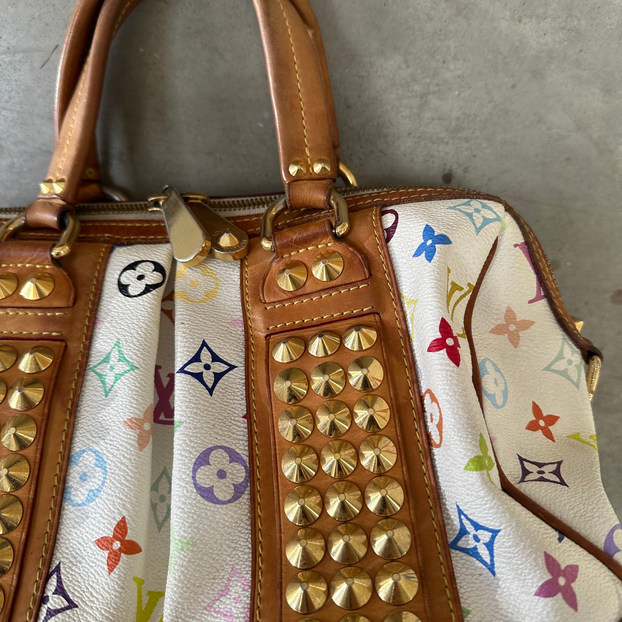 Louis Vuitton Takashi Murakami Multicolour Courtney MM Hand Bag White