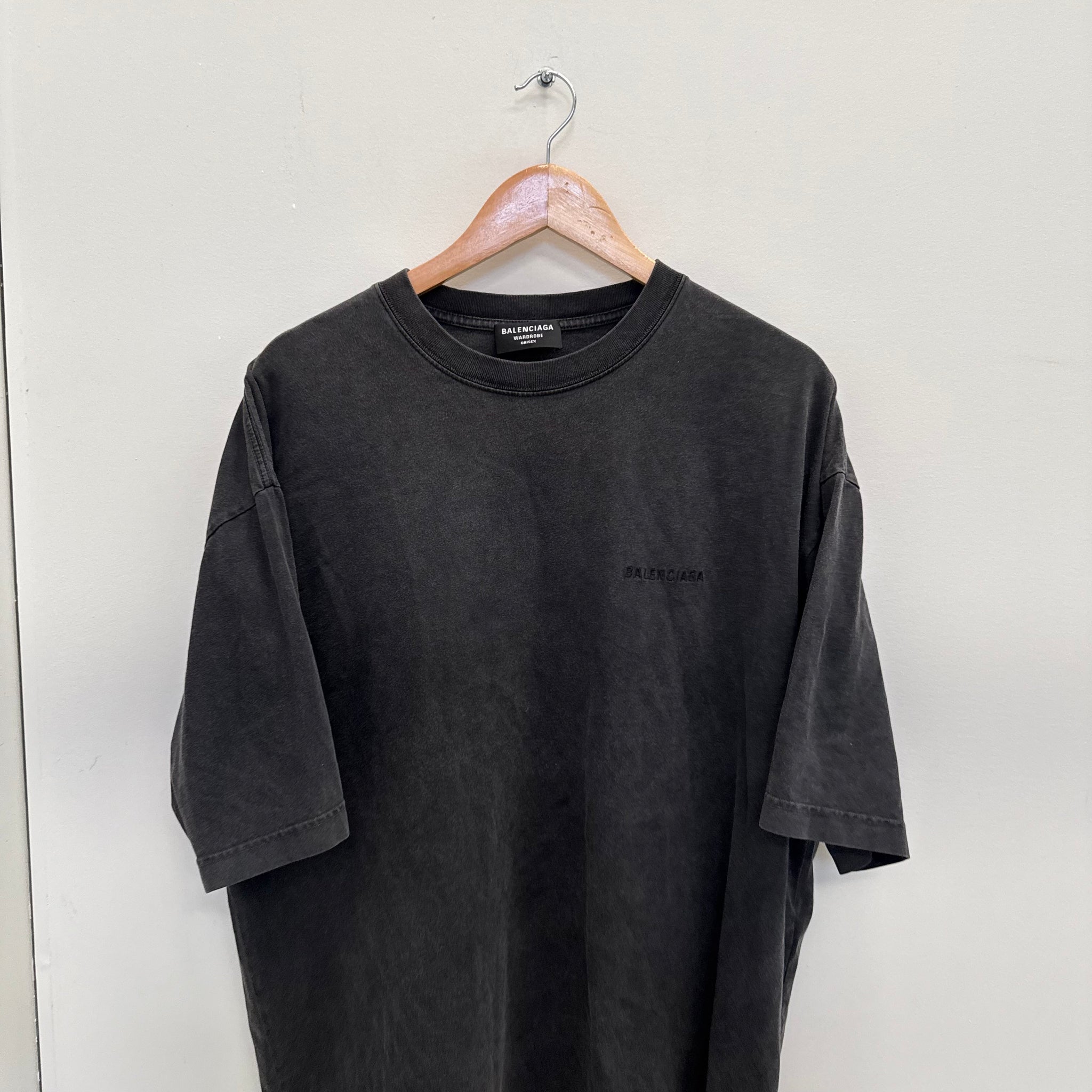 Balenciaga Black Embroided Logo T Shirt (Size XL)