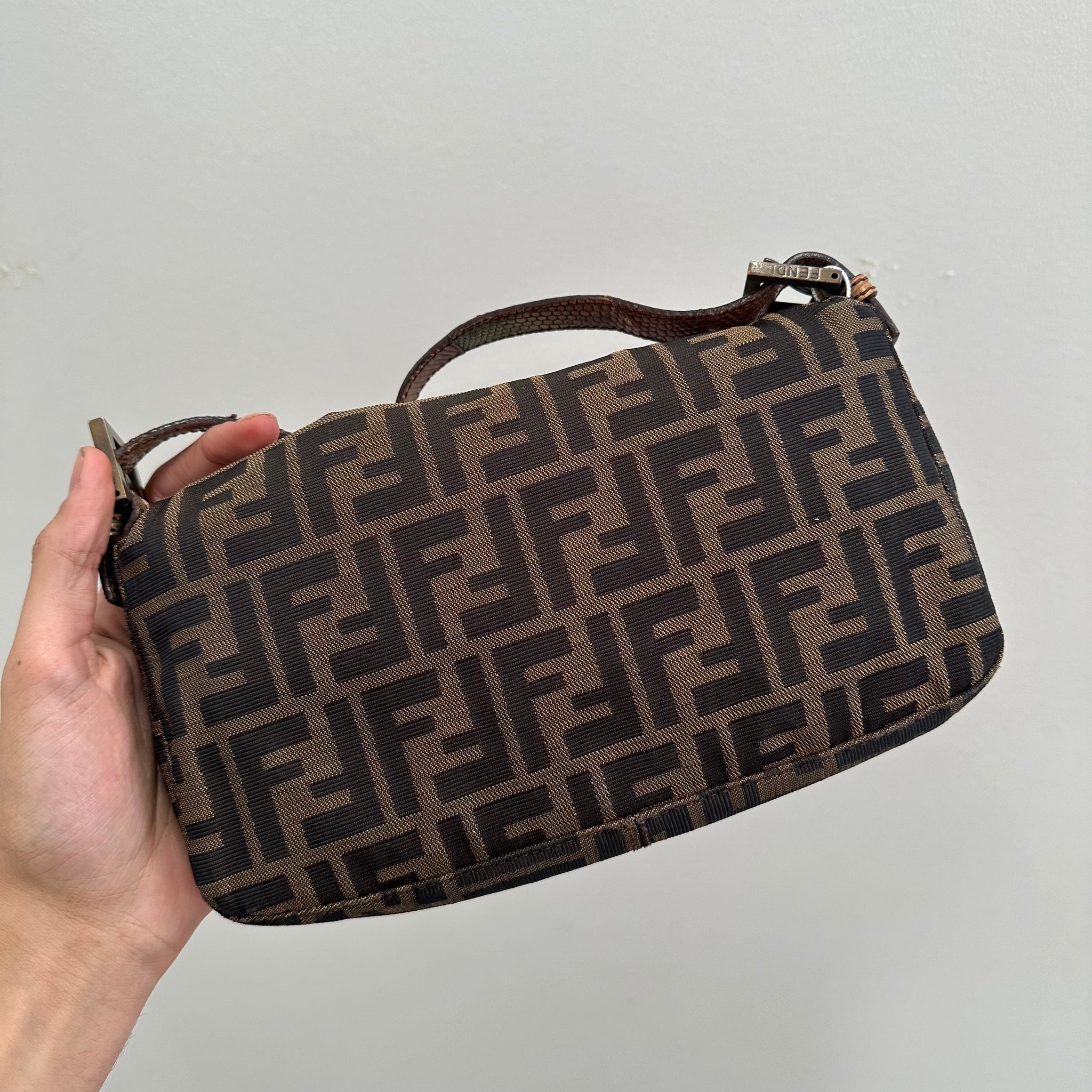 Fendi Leopard Zucca Baguette with Exotic Lizard Detailing