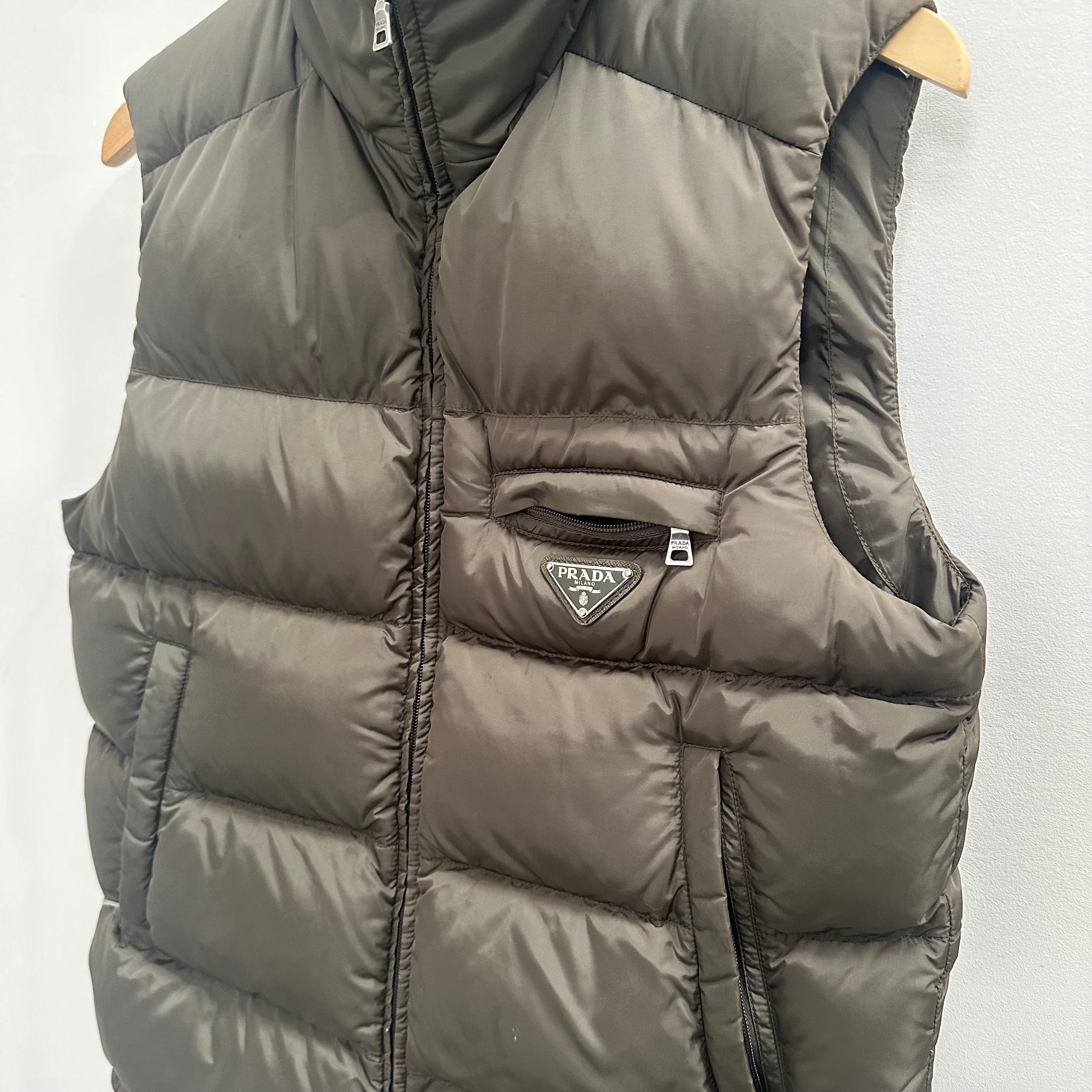 Prada Olive Green Nylon Logo Vest (fits S-M)