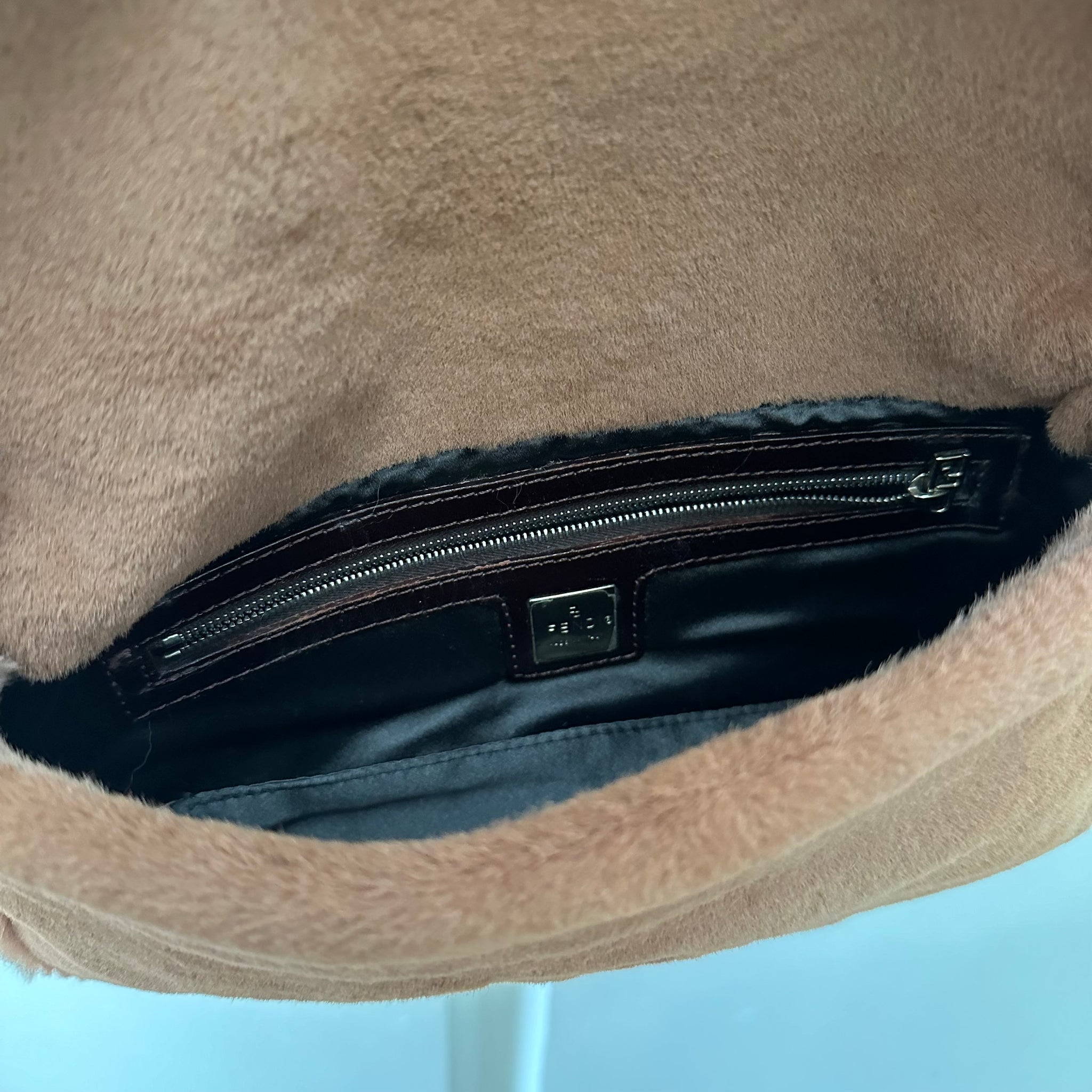 Fendi Brown Fur Baguette Bag