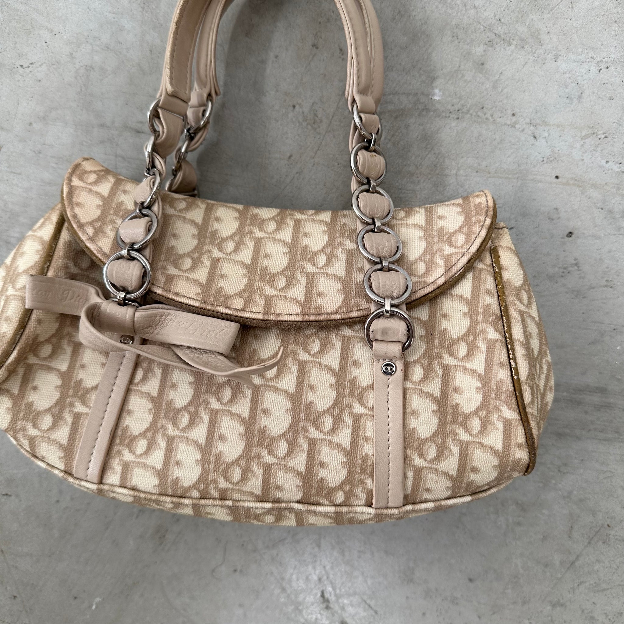 Christian Dior PVC and Leather Beige Romantic Shoulder Bag