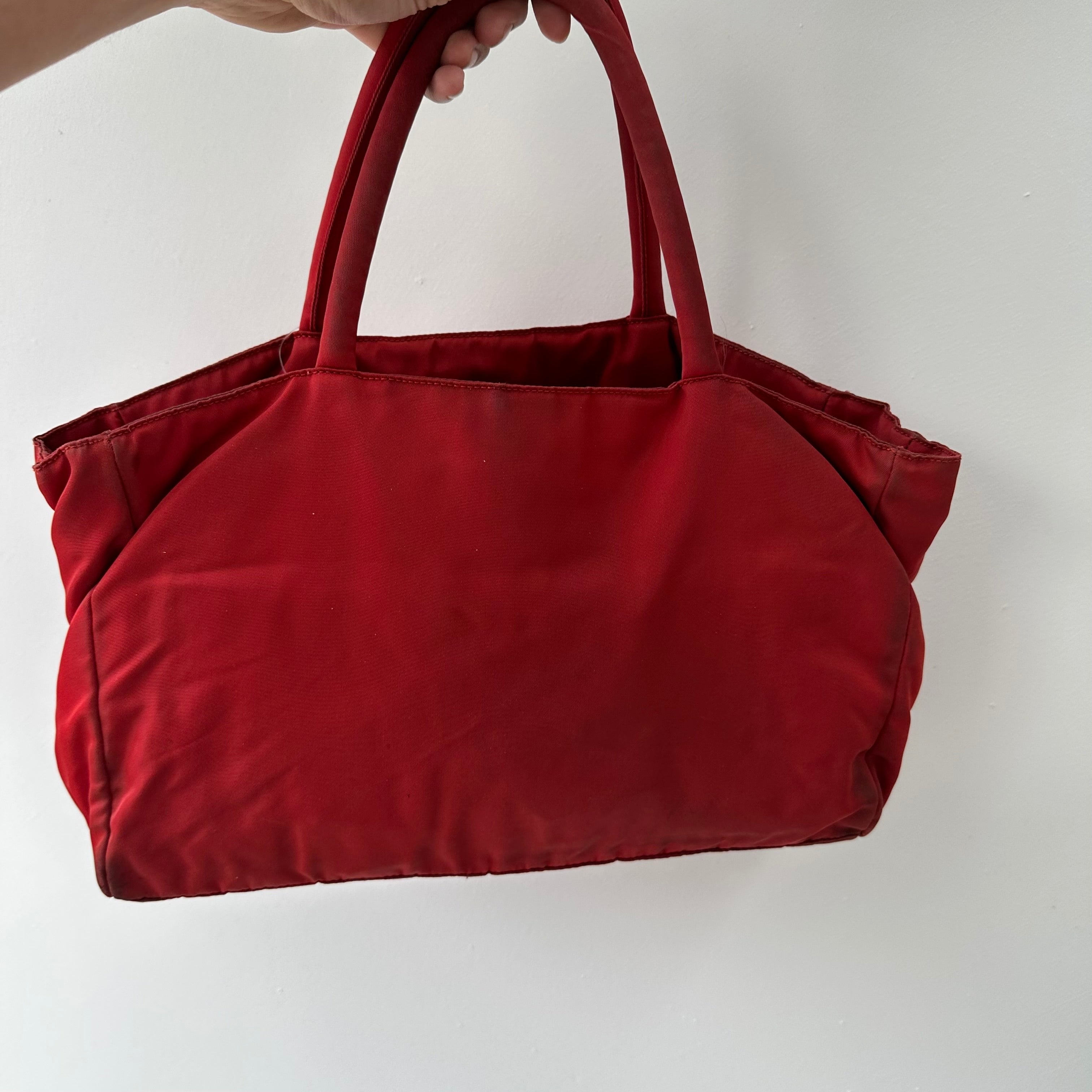 Prada Red Thick Strap Tote Bag