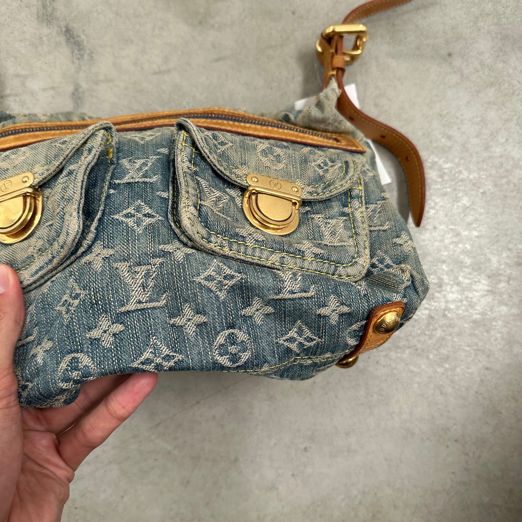 Louis Vuitton Monogram Denim Baggy PM Blue with Long Strap
