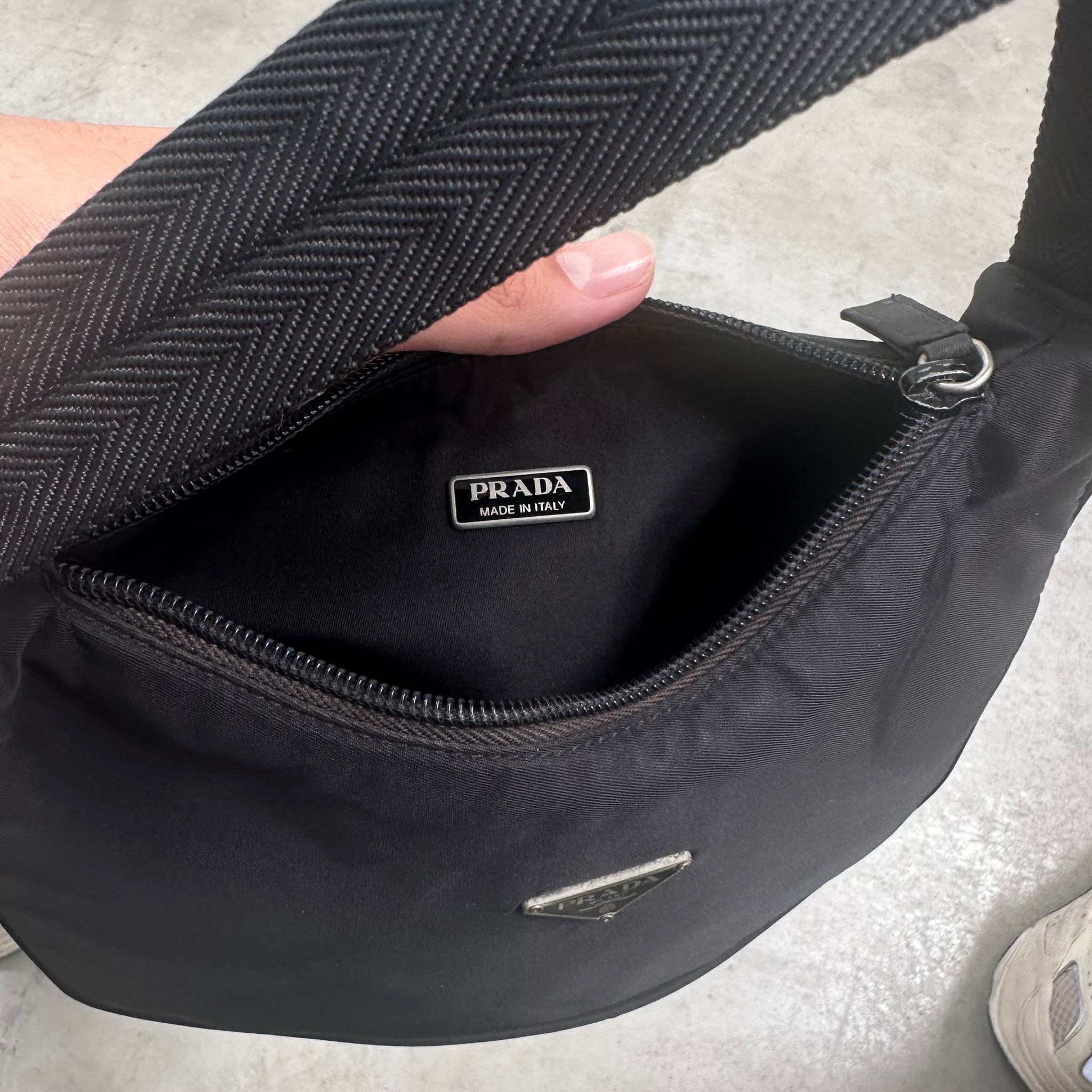 Prada Black Nylon Shoulder Hobo Bag