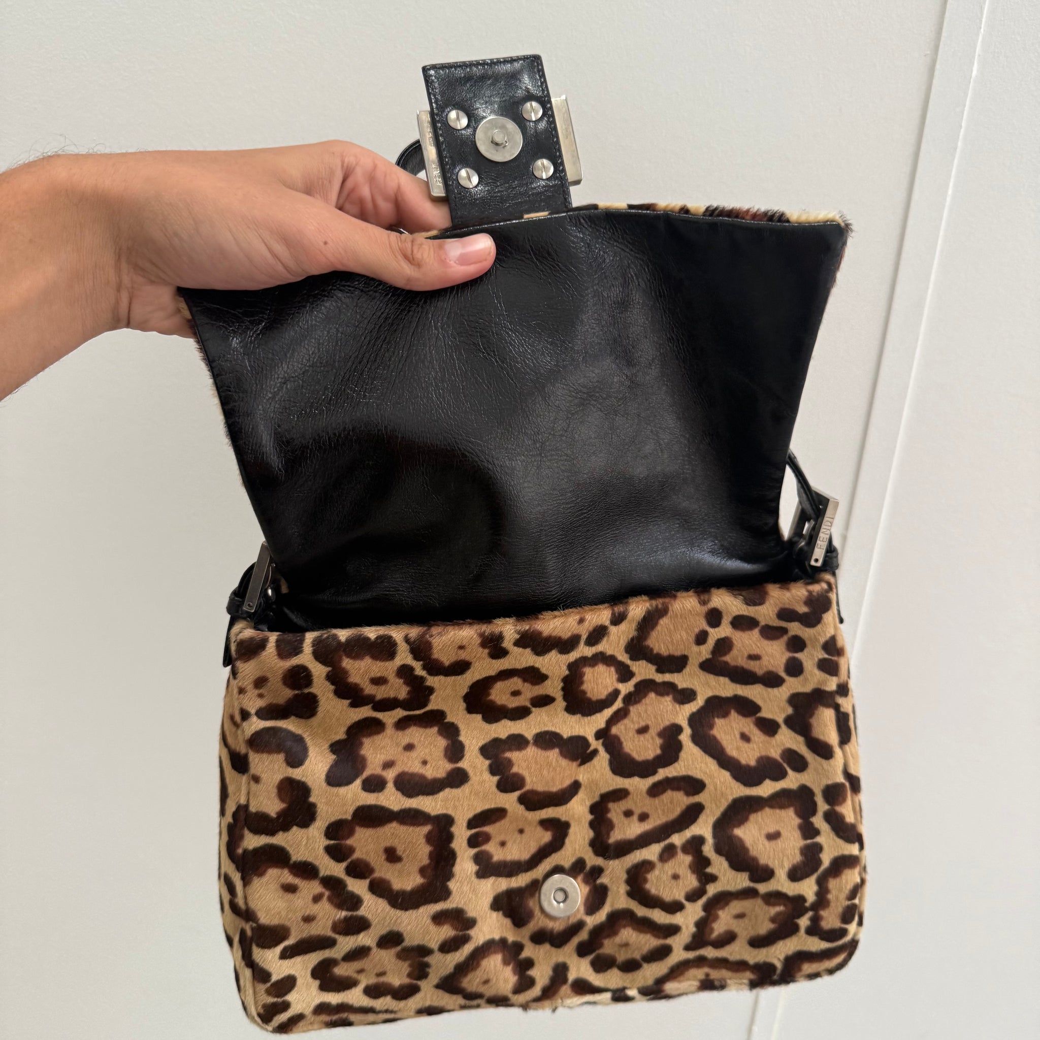 Fendi Leopard Mama Baguette Shoulder Bag