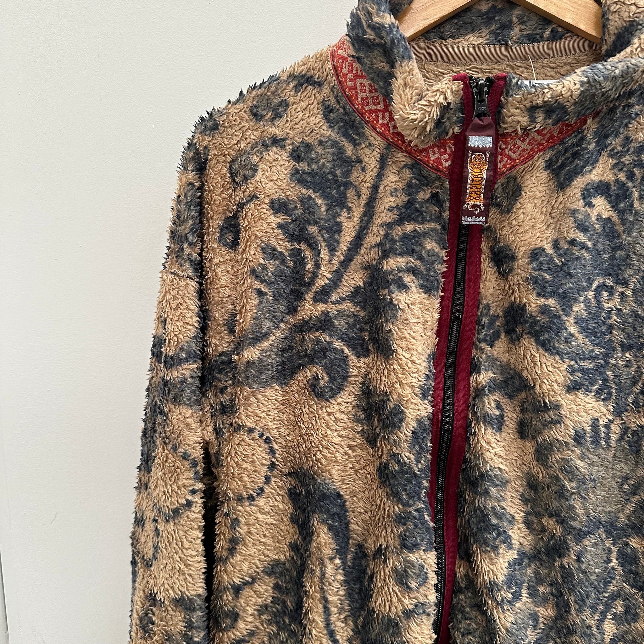 Kapital Damask Pattern Fleece Zip Up (fits M-L)