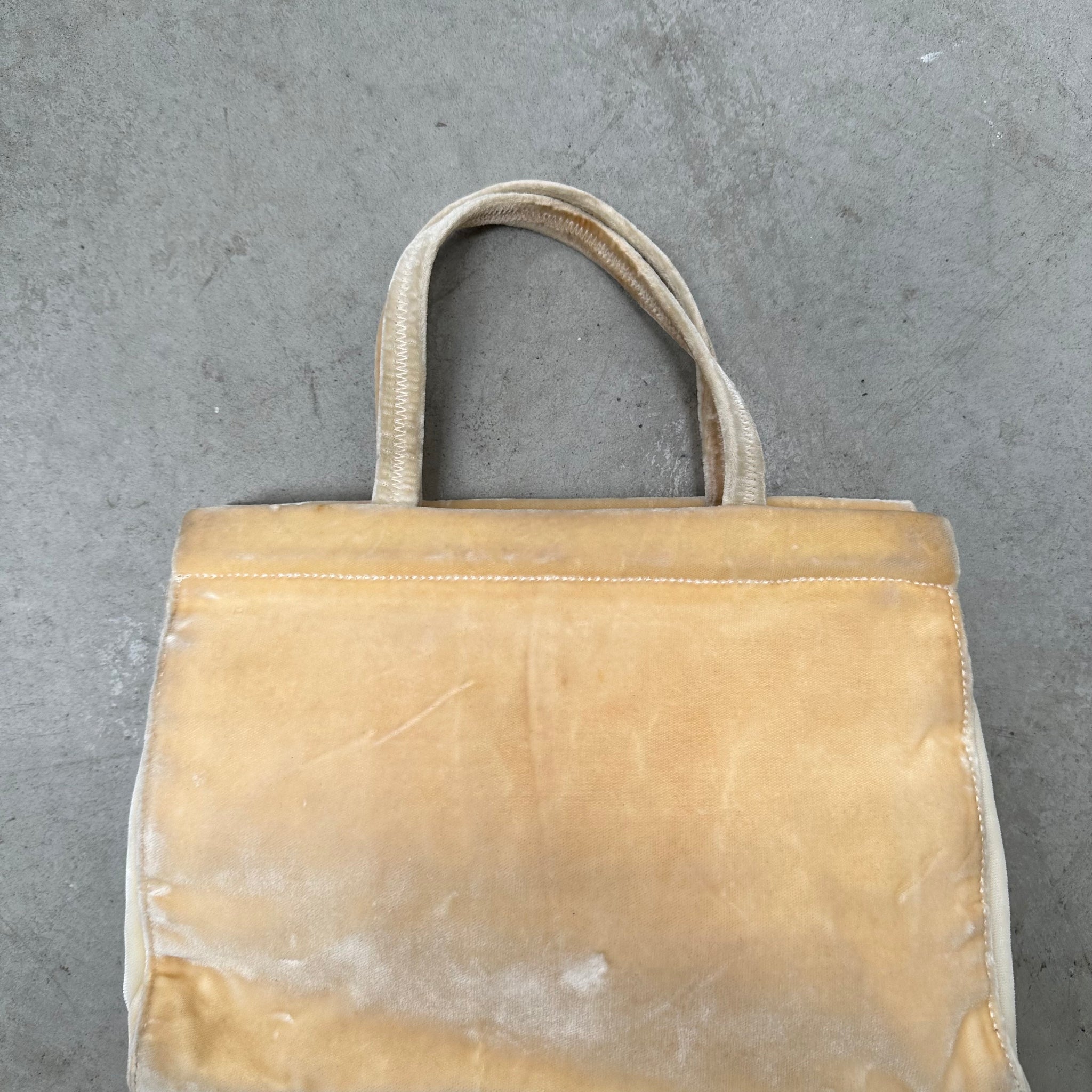 Prada Side Logo Mini Hand Bag Velvet Beige