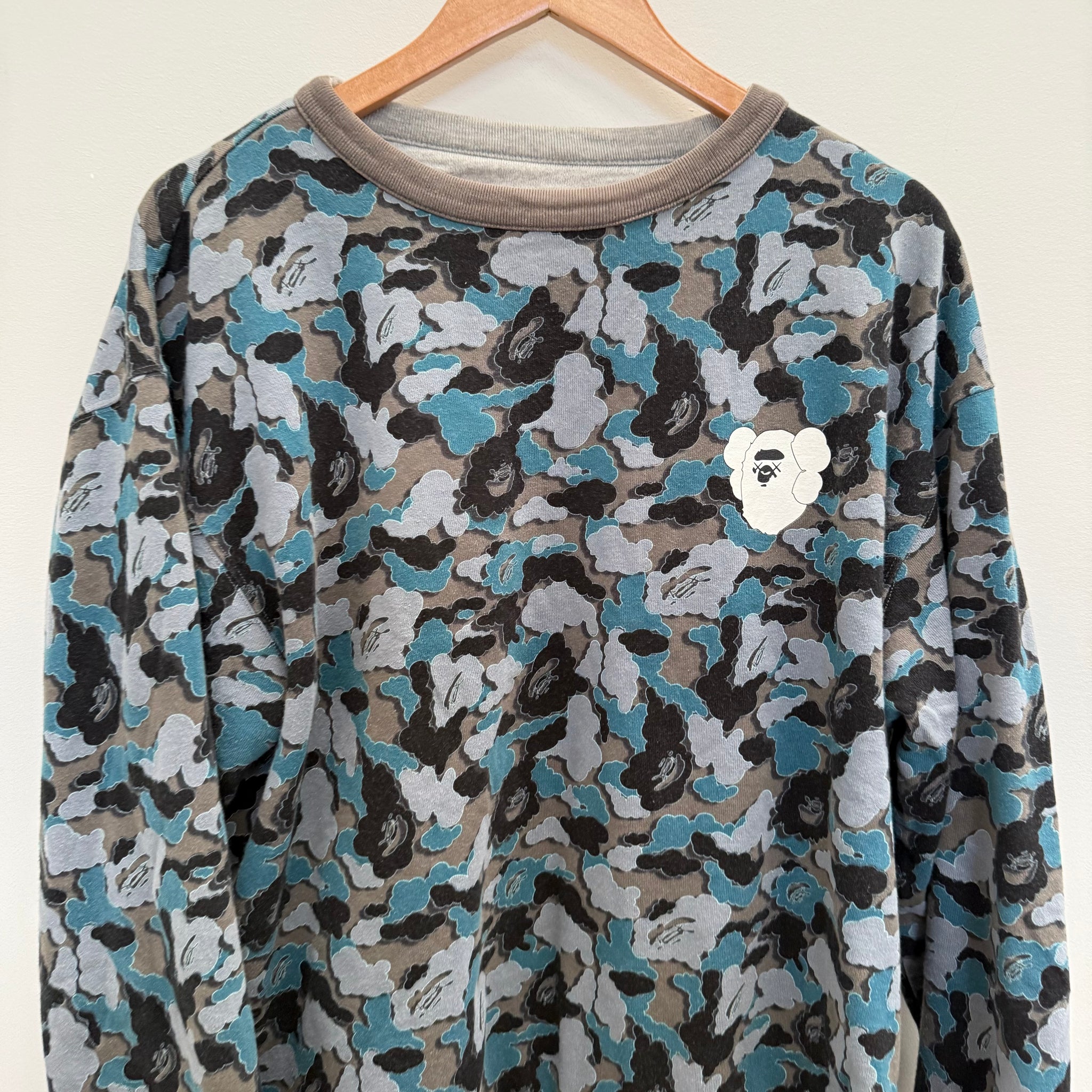 Bape × Kaws Reversible Crewneck Cloud Camo (Size XL)