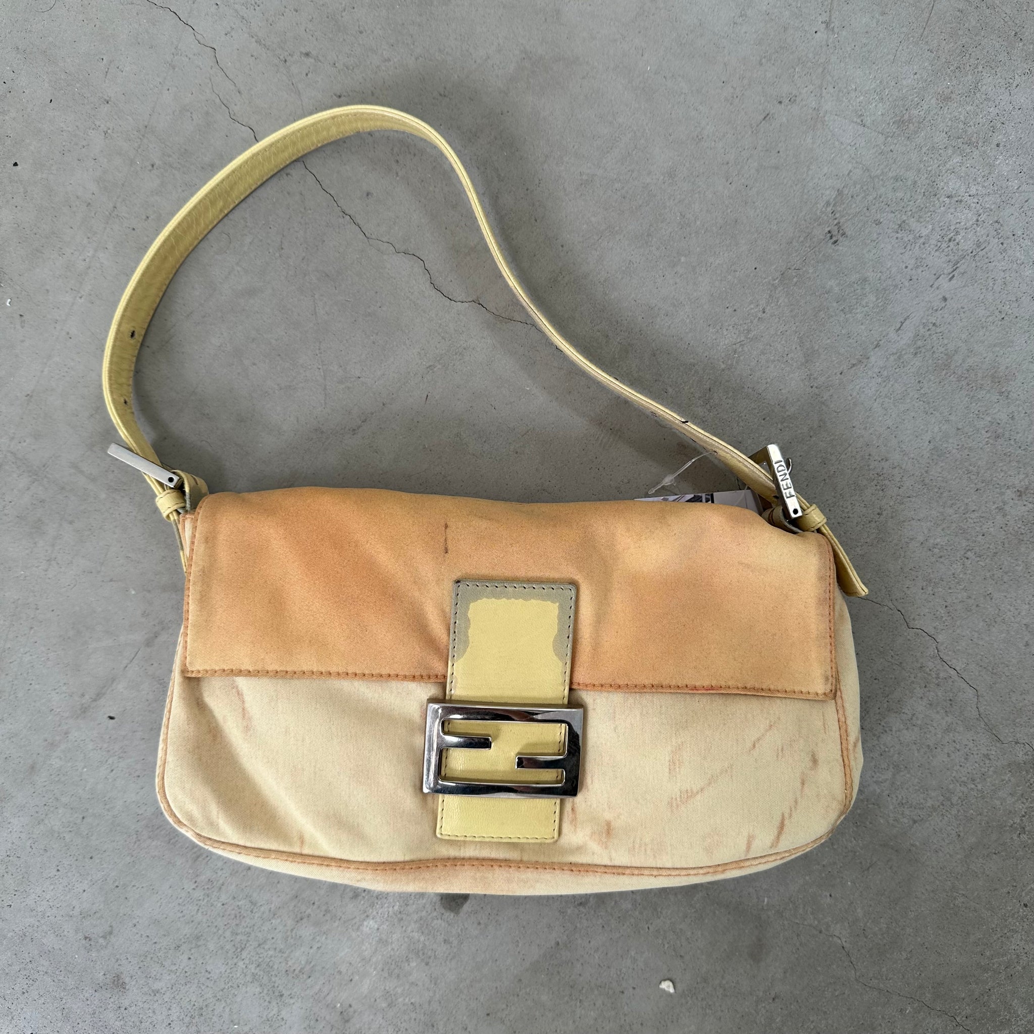 Fendi Baguette Yellow Shoulder Bag