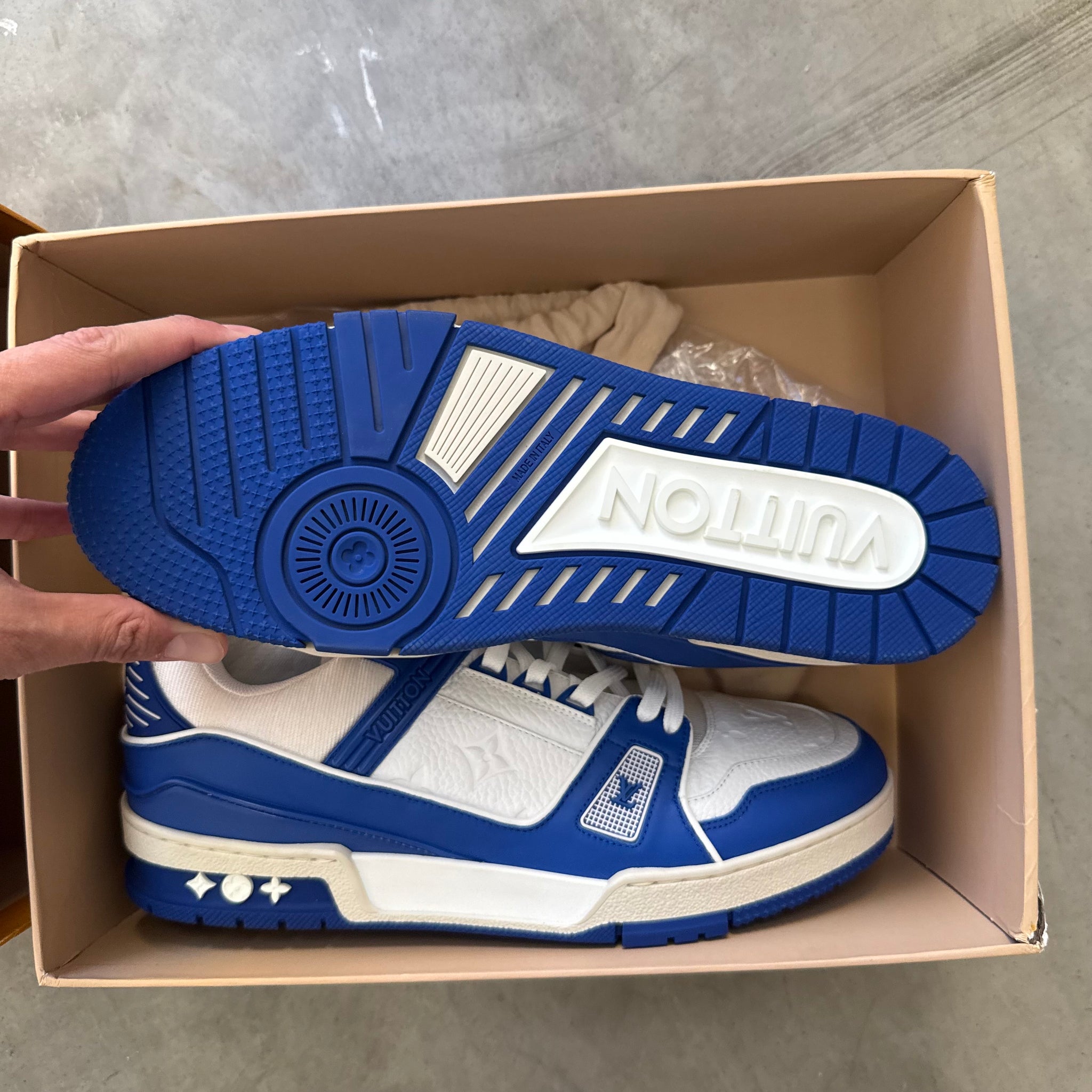 Louis Vuitton By Virgil Abloh Blue LV Trainer (fits US9.5-10)