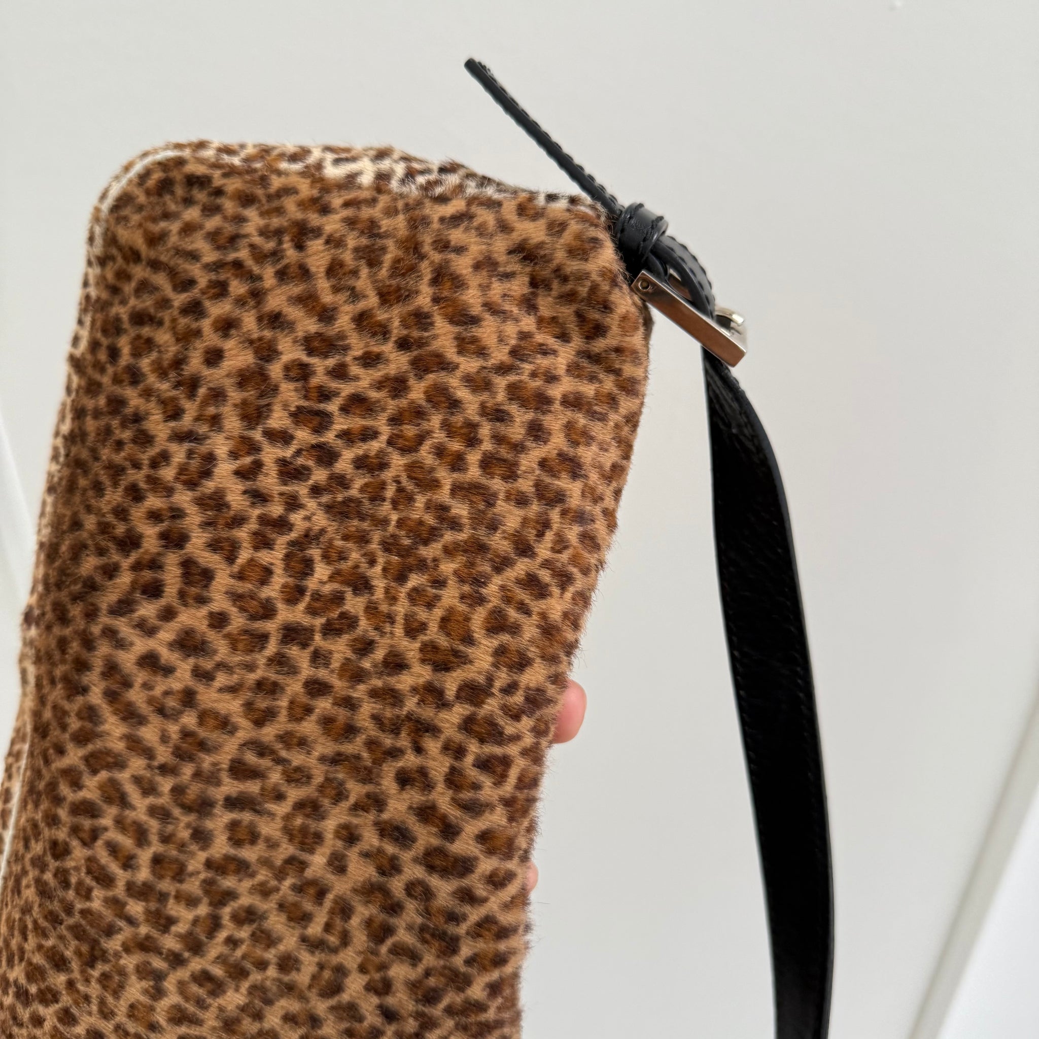 Fendi Leopard Print Ponyhair Baguette Bag