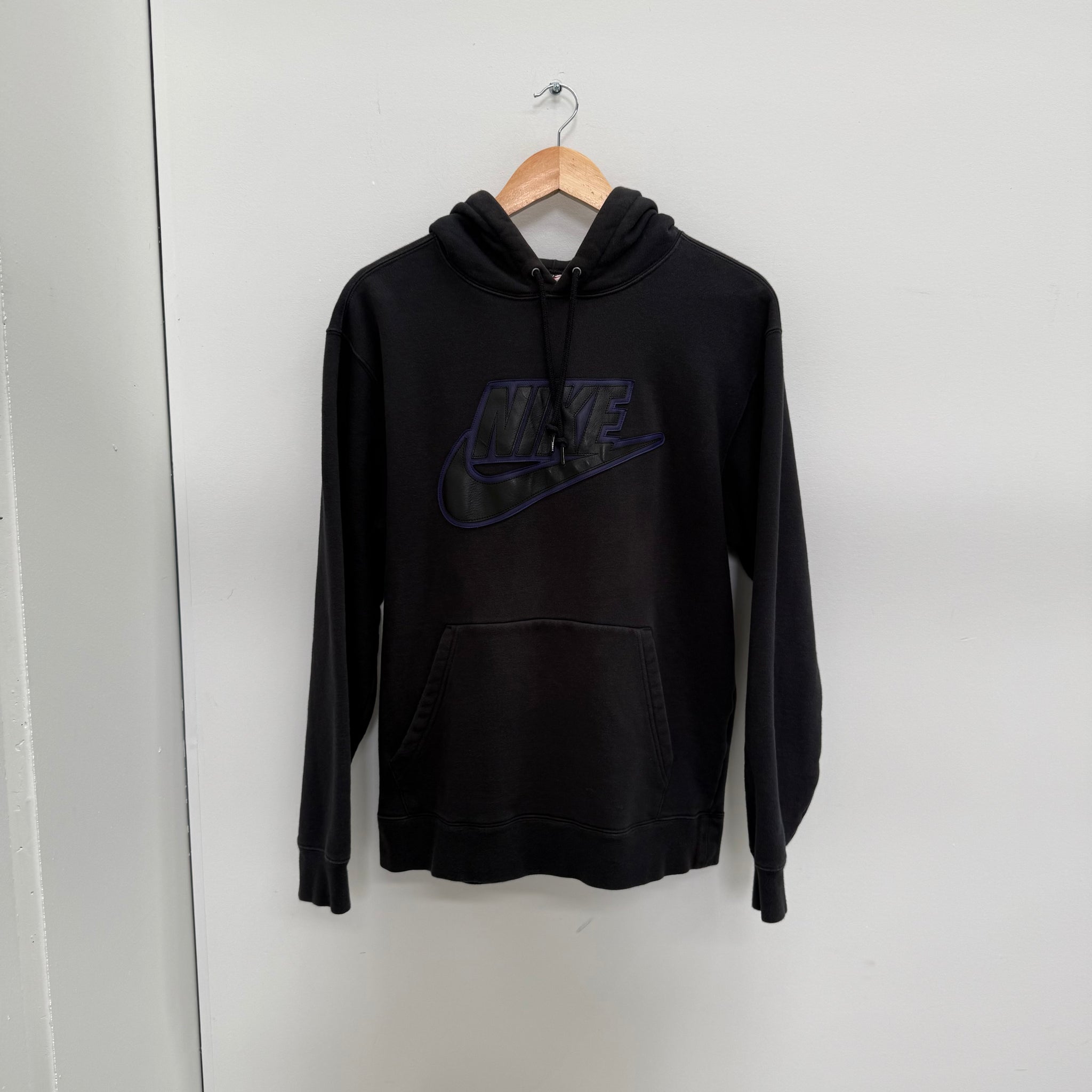 Supreme x Nike Leather Logo Black Hoodie (Size M)
