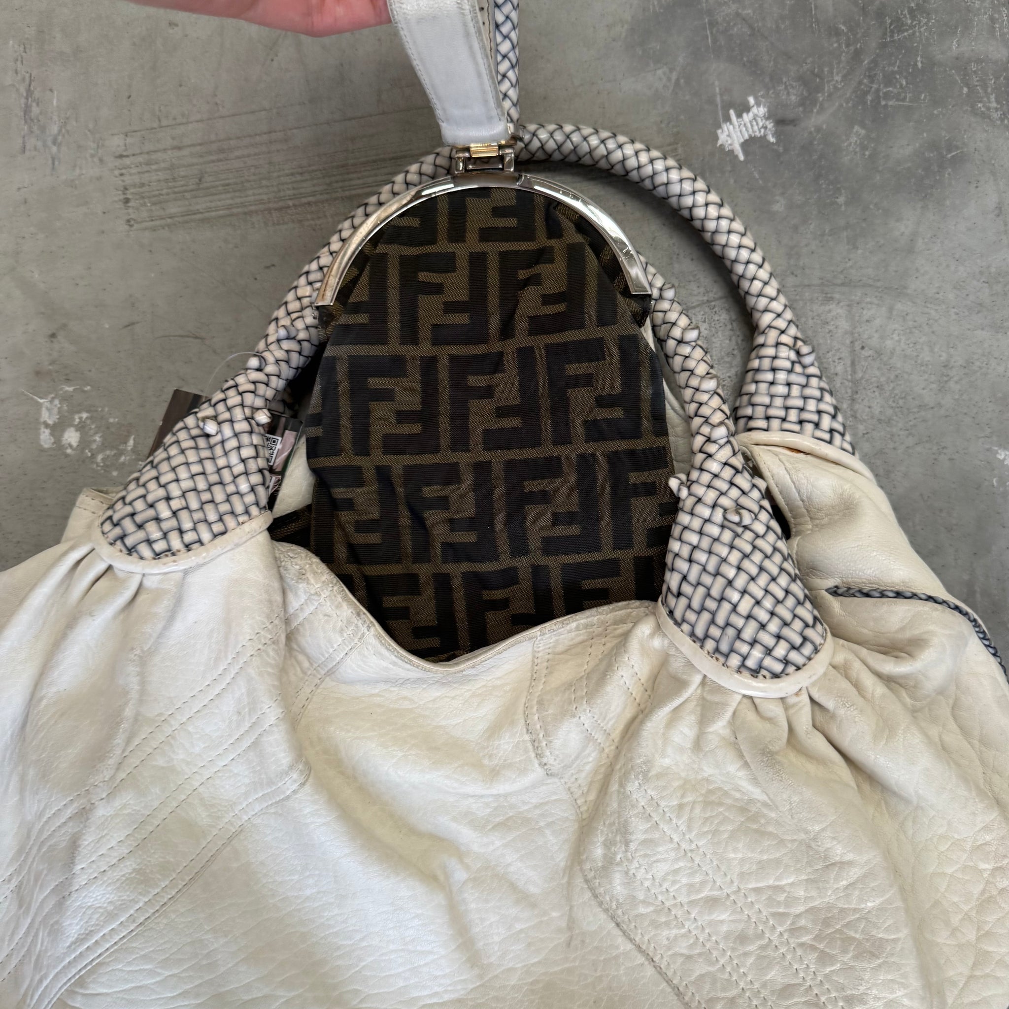 Fendi White Leather Spy Bag