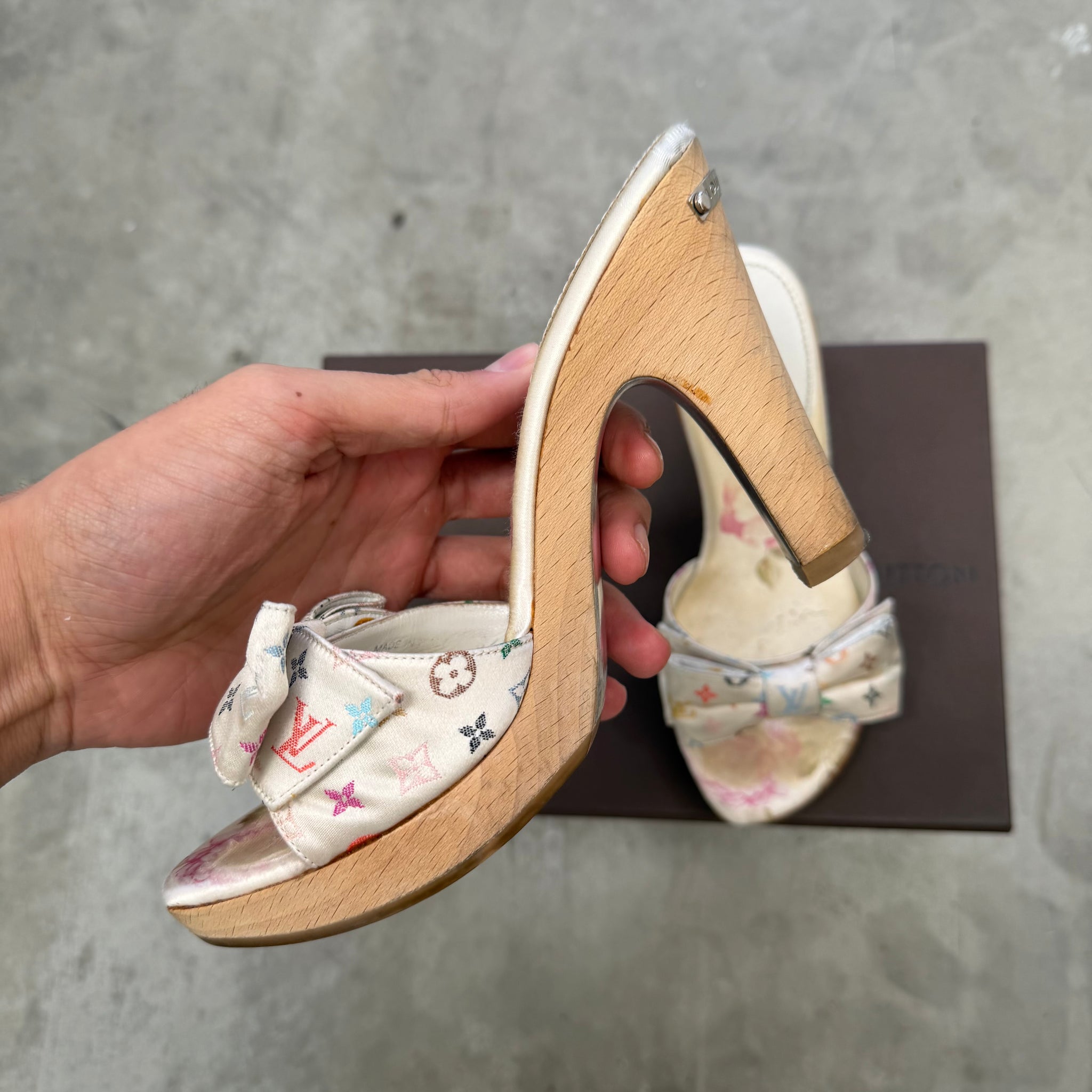 Louis Vuitton Takashi Murakami Satin Multicolour Heels (Size 34.5)