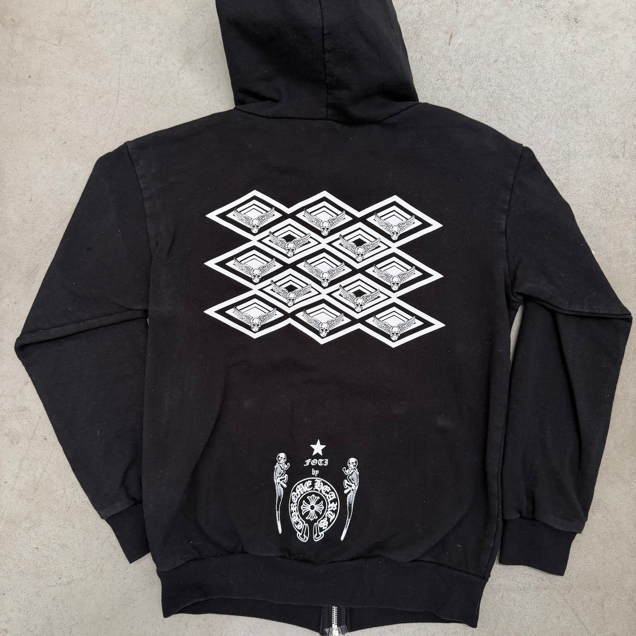 Chrome Hearts Foti Skeleton Print Zip Up Hoodie Black (Size M)