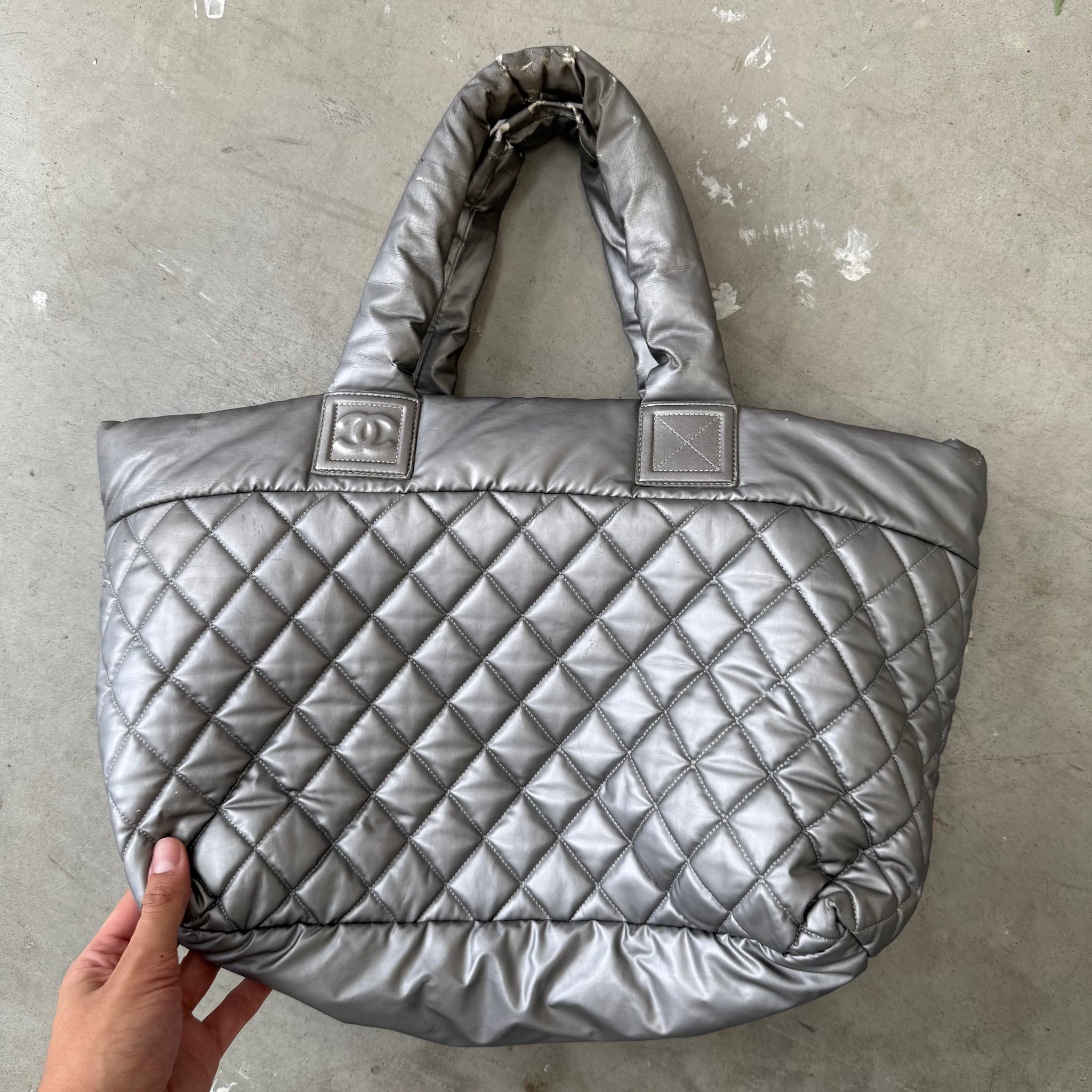 Chanel Silver Patent Leather Cocoon Hand Bag