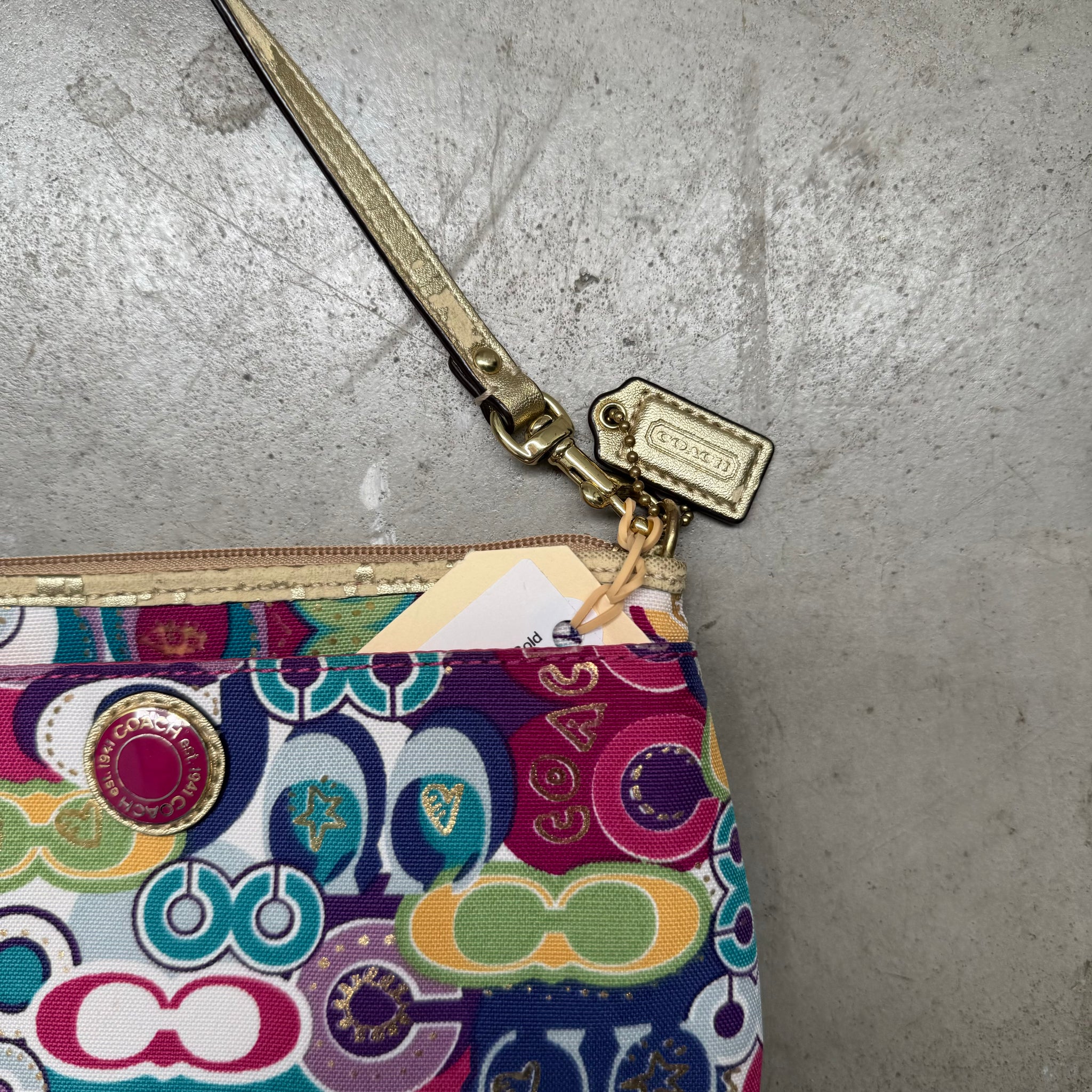 Coach Signature Jazzy Poppy Multi Canvas Handbag