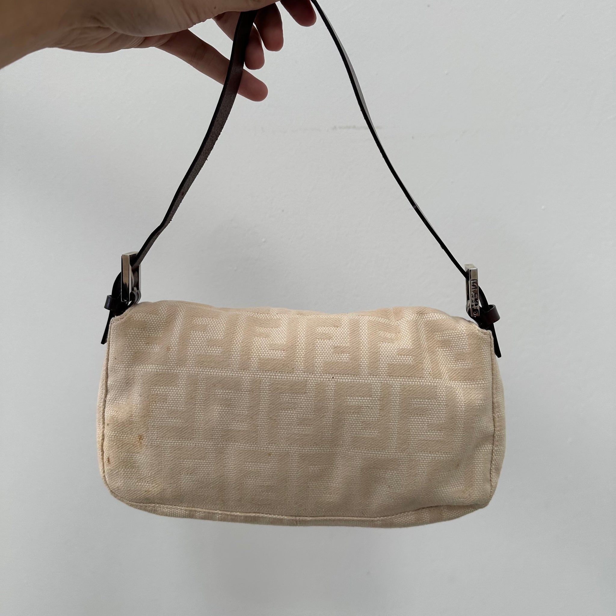 Fendi Cream Baguette Shoulder Bag