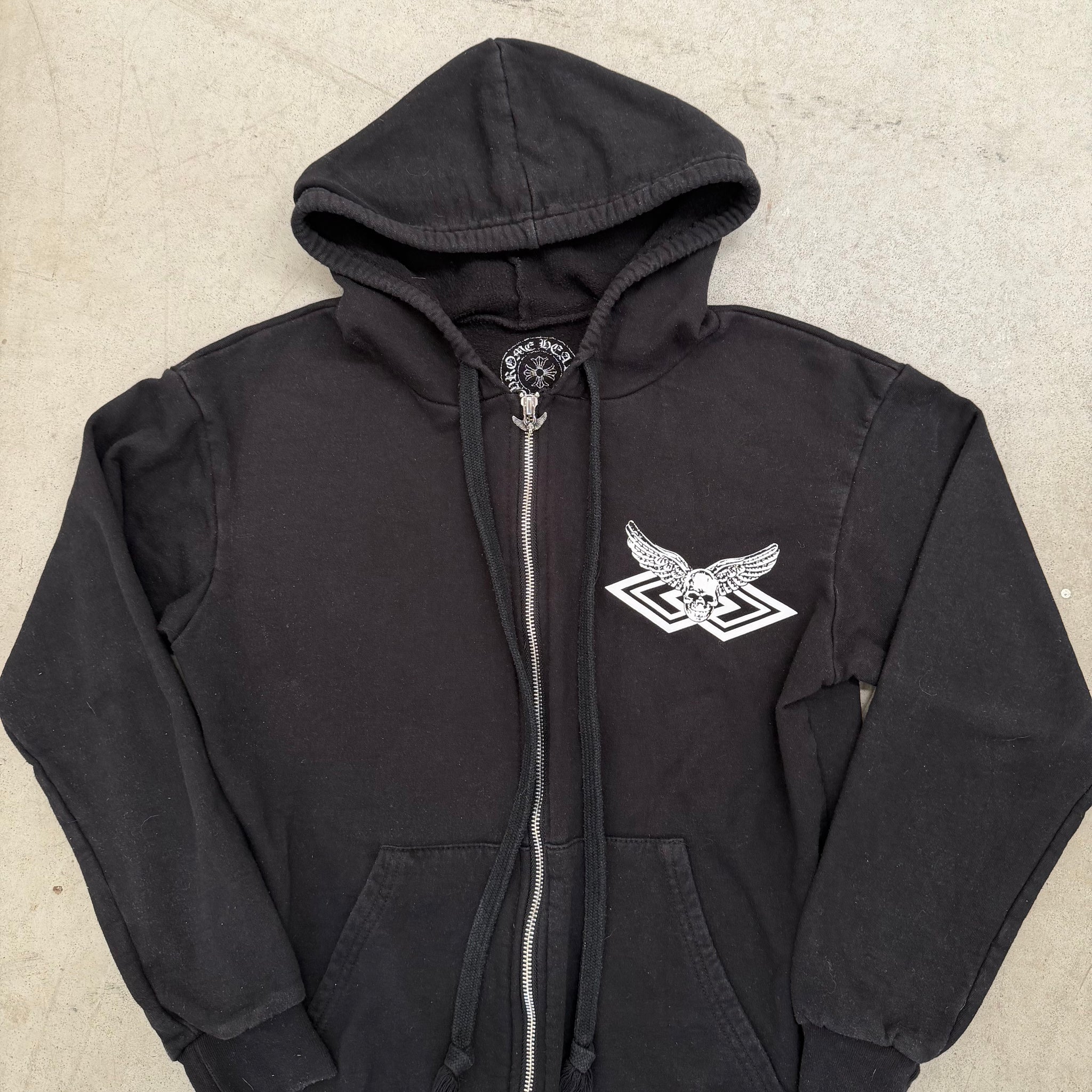 Chrome Hearts Foti Skeleton Print Zip Up Hoodie Black (Size M)